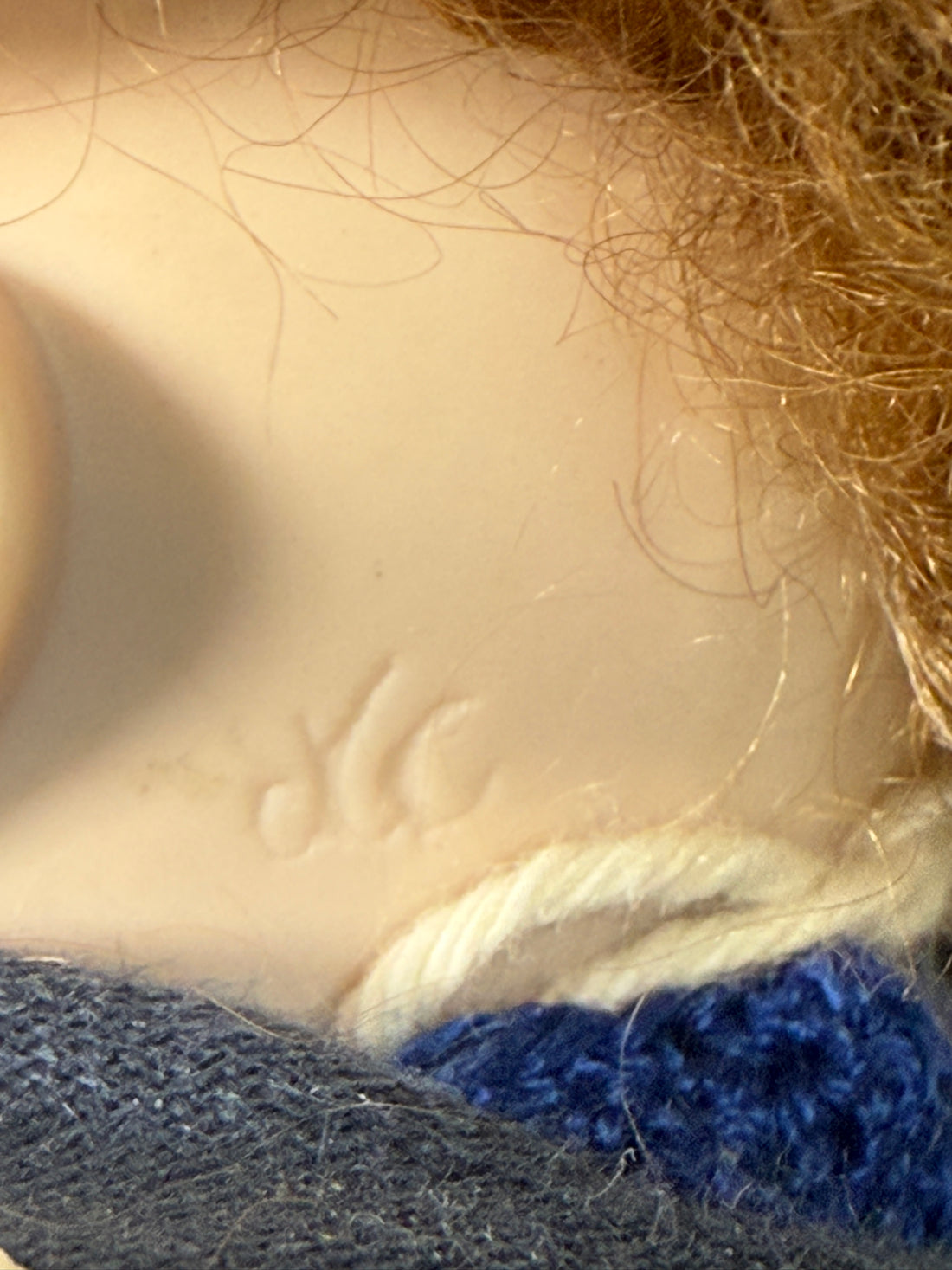 Antique Bisque Head Sailor Boy Doll – Marked “JLC” – Hand-Knit Outfit