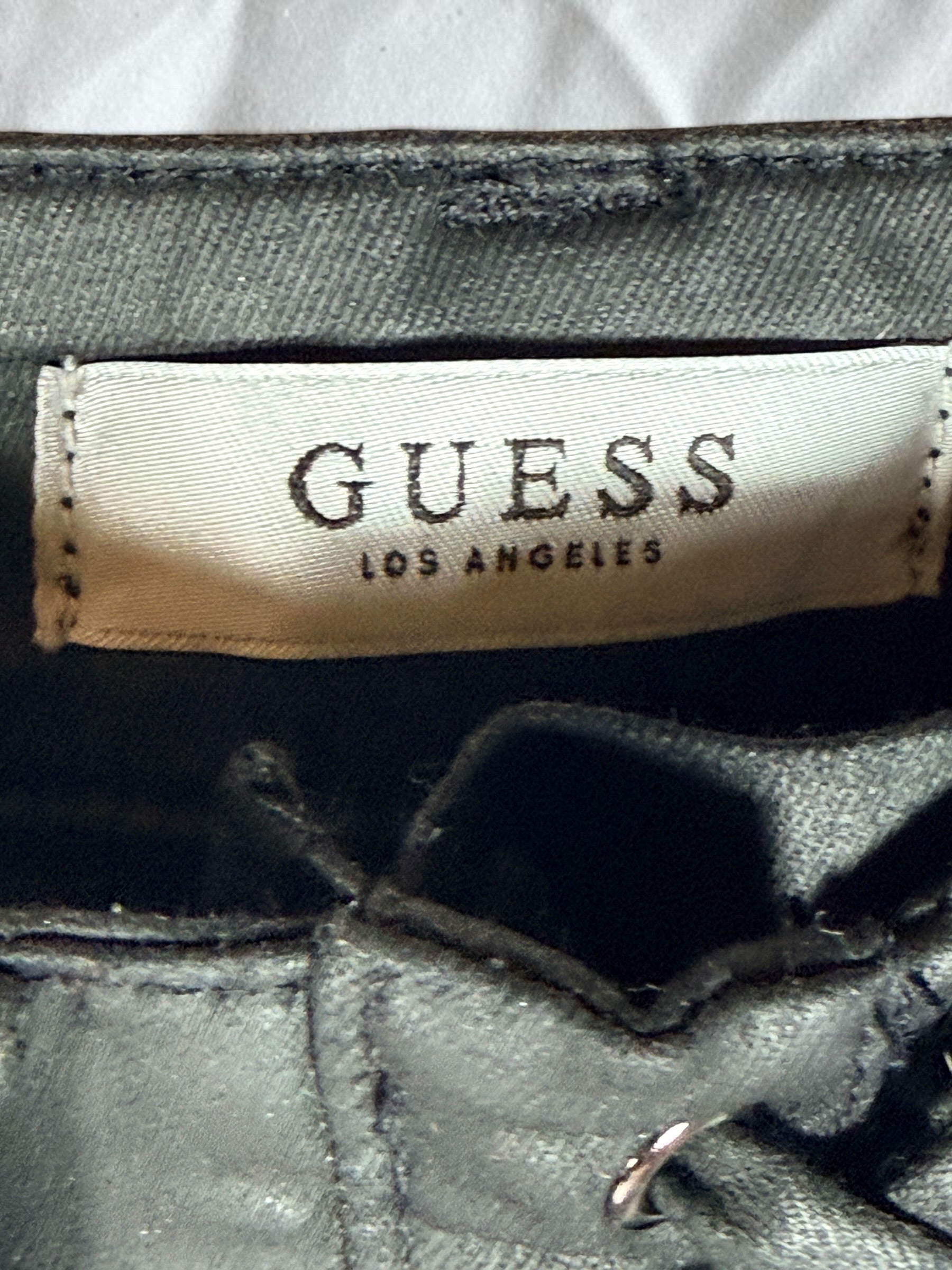 GUESS Lace-Up Coated Skinny Pants, Black Noir Gemstone Wash, Size 29.