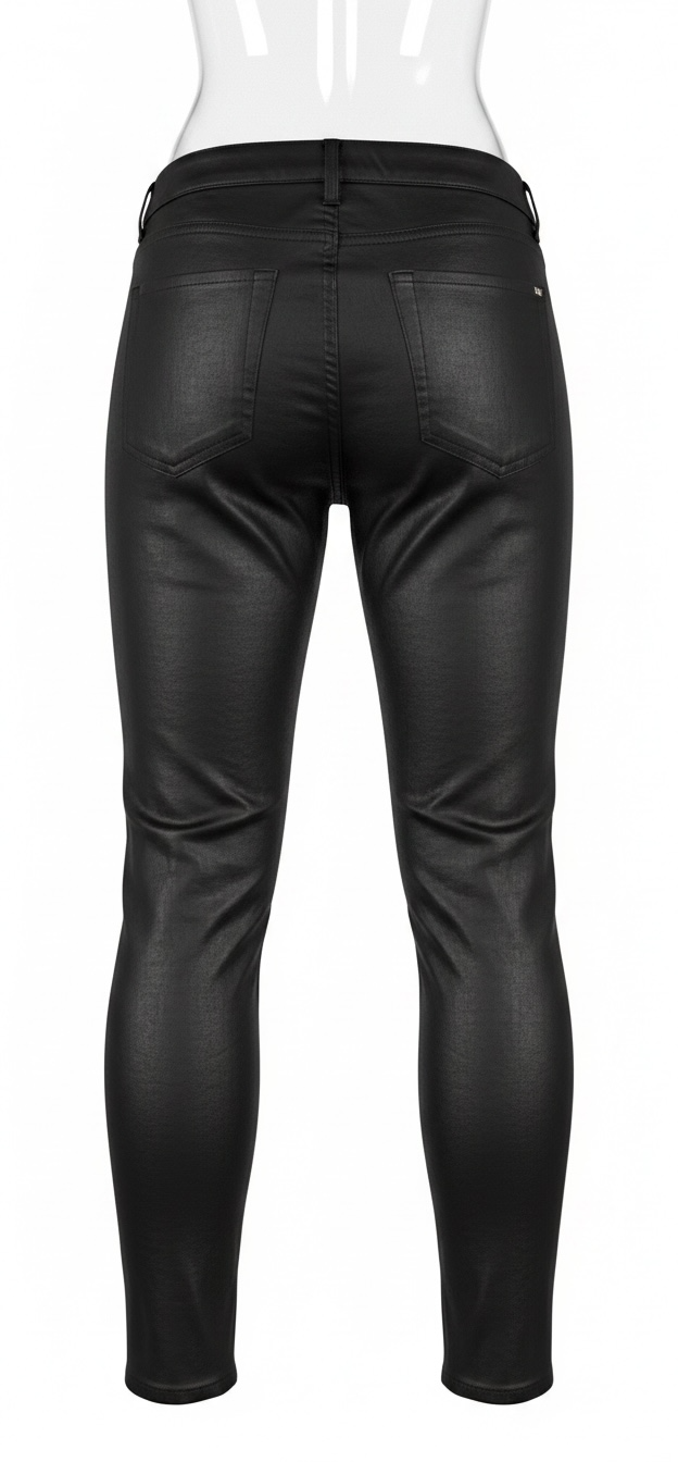 GUESS lace-up coated skinny pants in black Noir Gemstone Wash, size 29. Faux leather look with stretch comfort, original tags attached, and stylish contemporary fit.