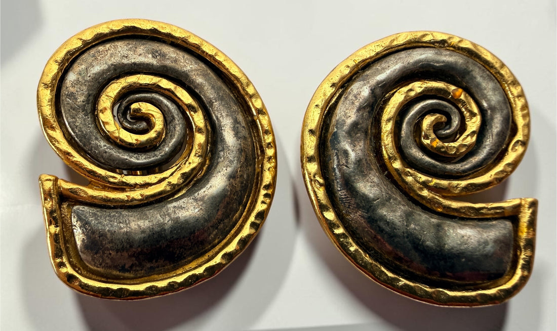 Authentic vintage Édouard Rambaud Paris statement earrings. Collectible French designer costume jewelry from the 1980s–1990s with iconic couture styling.