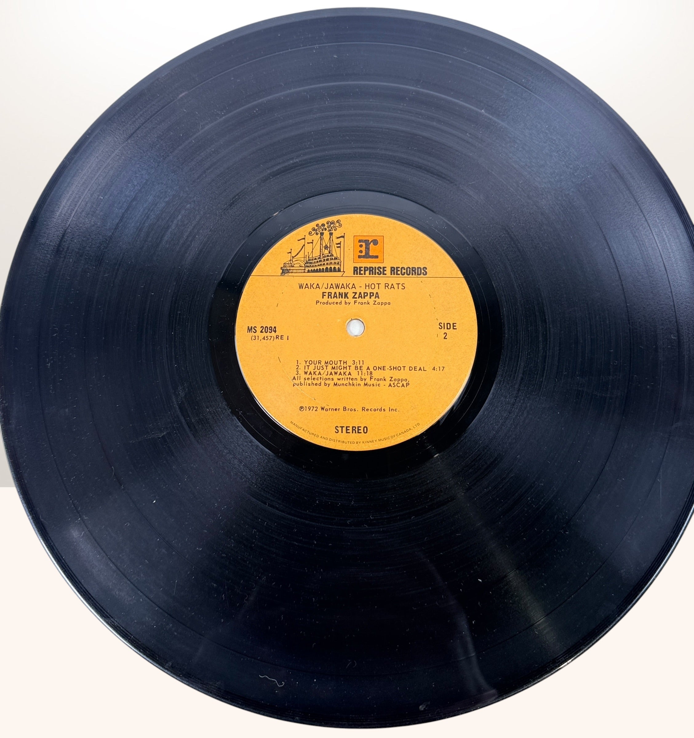 Original 1972 Canadian pressing of Frank Zappa Waka/Jawaka LP on Reprise Records. Classic jazz fusion and progressive rock vinyl collectible.