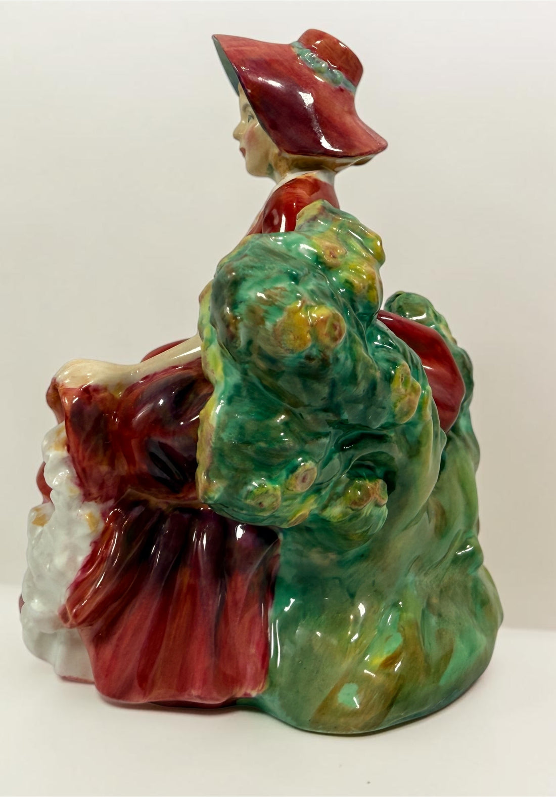 Vintage Royal Doulton Lydia HN1908 figurine by Leslie Harradine. English bone china lady figure in red dress, collectible decorative porcelain.