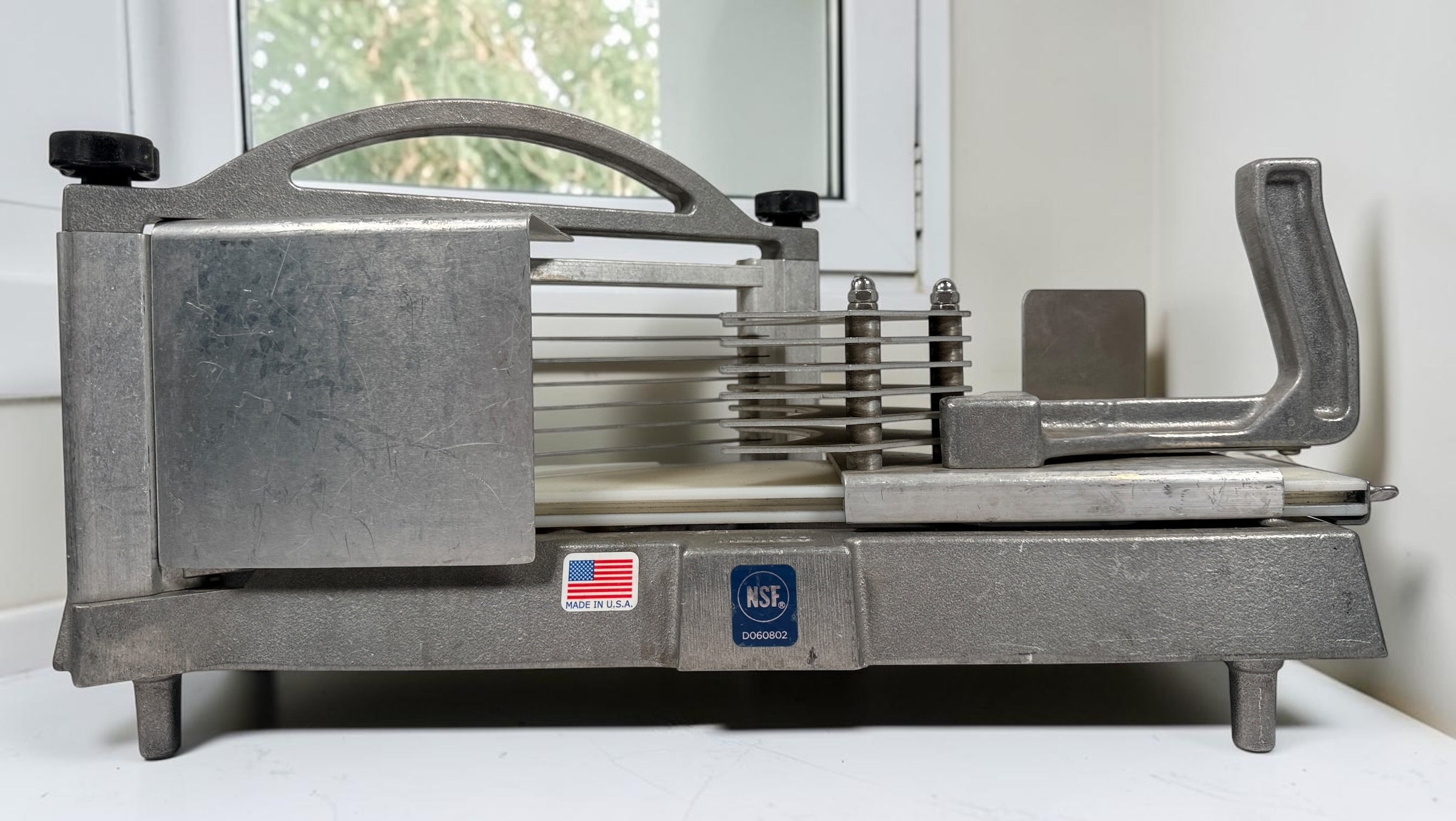 Nemco Easy LettuceKutter 56600-L3 commercial lettuce cutter made in USA. NSF-certified food prep equipment with stainless blades and heavy-duty cast aluminum construction.