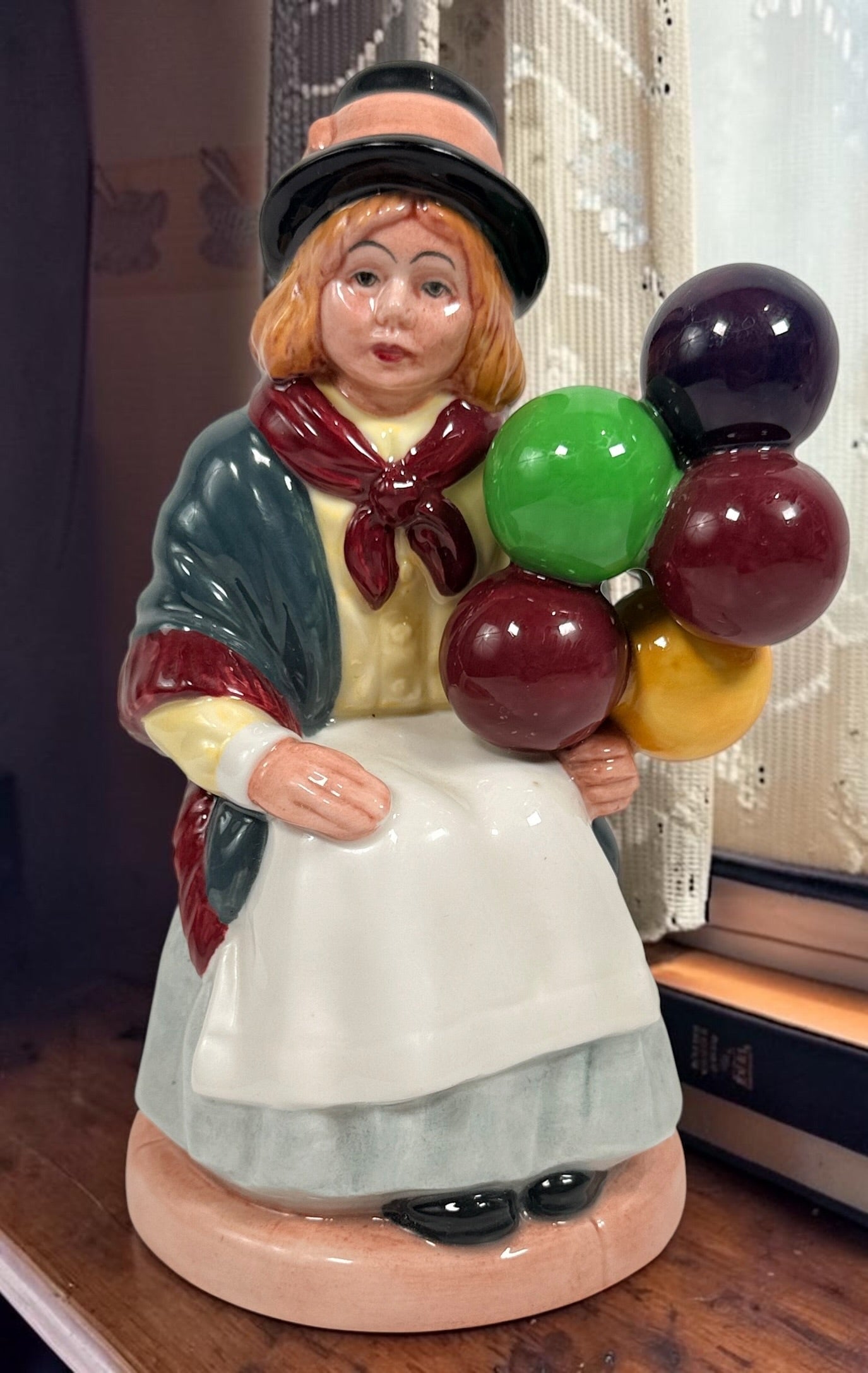 Vintage Royal Doulton Balloon Girl HN2818 porcelain figurine from England, designed by W.K. Harper in 1981. Collectible bone china figure