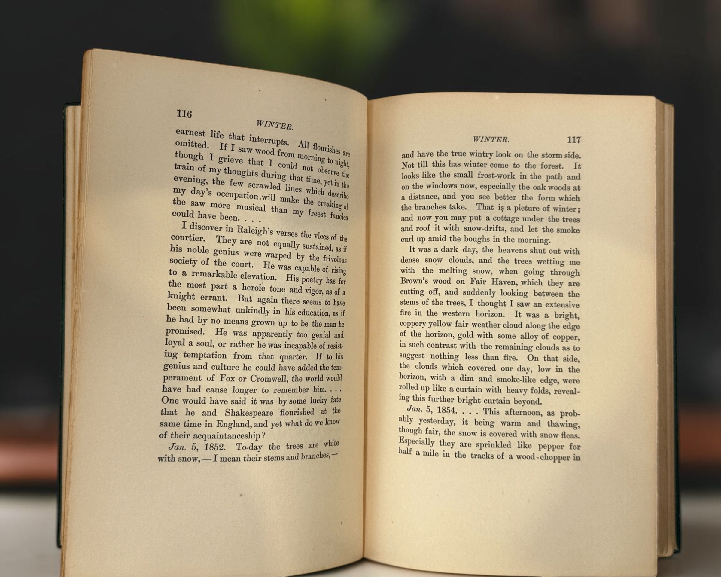 Vintage Henry David Thoreau Winter hardcover book from the Riverside Edition series. Classic American nature writing and literary collectible edition.