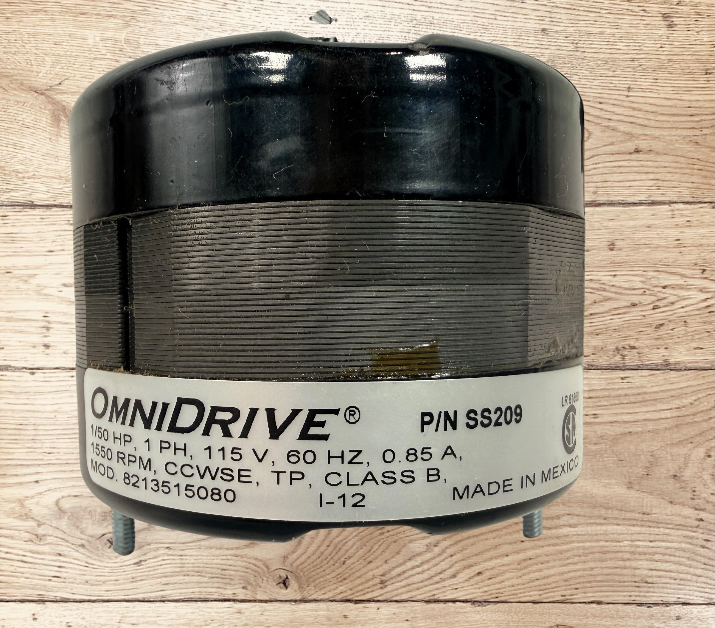 OmniDrive SS209 electric motor, 1/50 HP, 1550 RPM, 115V single-phase replacement motor for HVAC, refrigeration, fan, and ventilation applications.