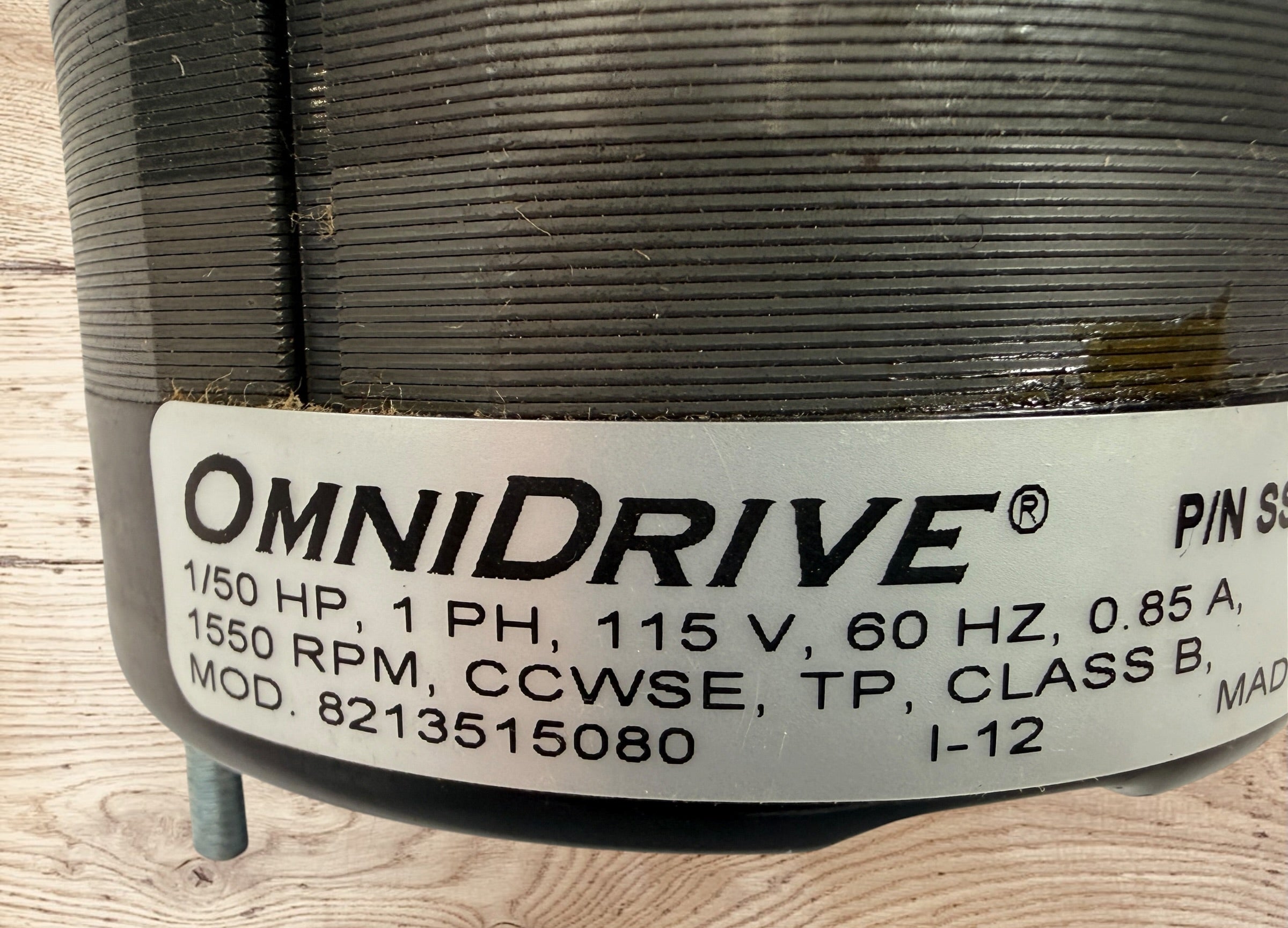 OmniDrive SS209 electric motor, 1/50 HP, 1550 RPM, 115V single-phase replacement motor for HVAC, refrigeration, fan, and ventilation applications.