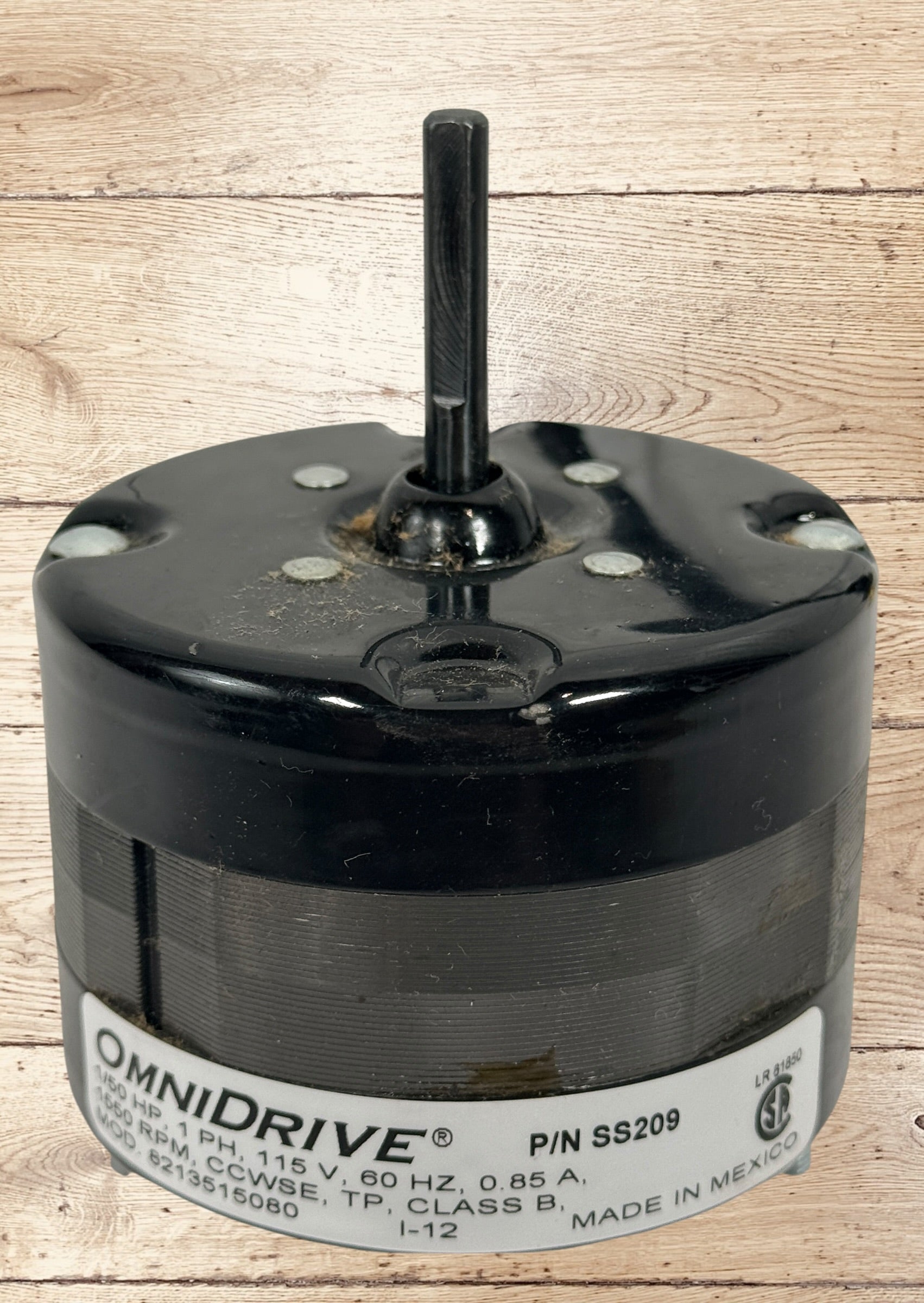OmniDrive SS209 electric motor, 1/50 HP, 1550 RPM, 115V single-phase replacement motor for HVAC, refrigeration, fan, and ventilation applications.