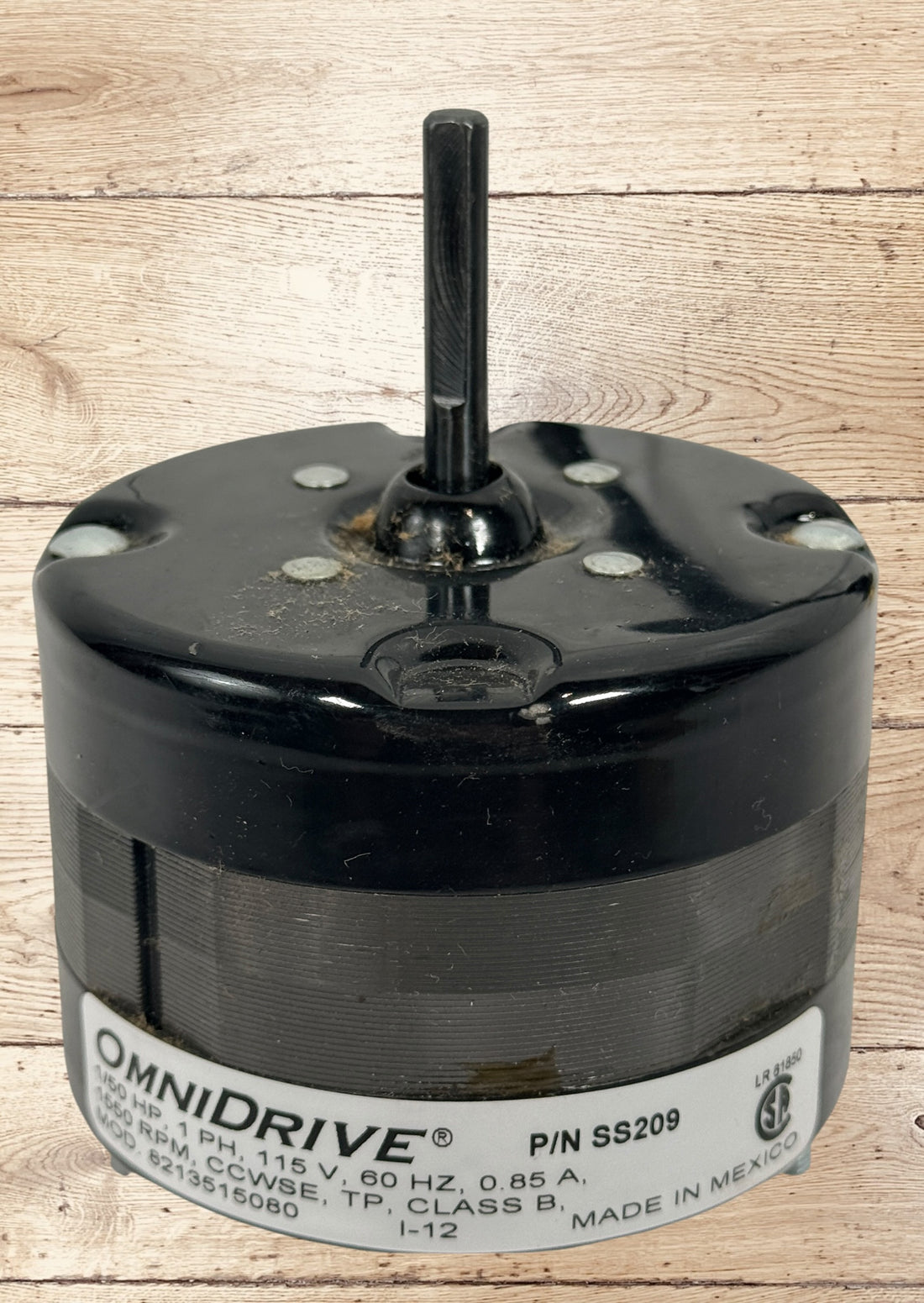 OmniDrive SS209 electric motor, 1/50 HP, 1550 RPM, 115V single-phase replacement motor for HVAC, refrigeration, fan, and ventilation applications.