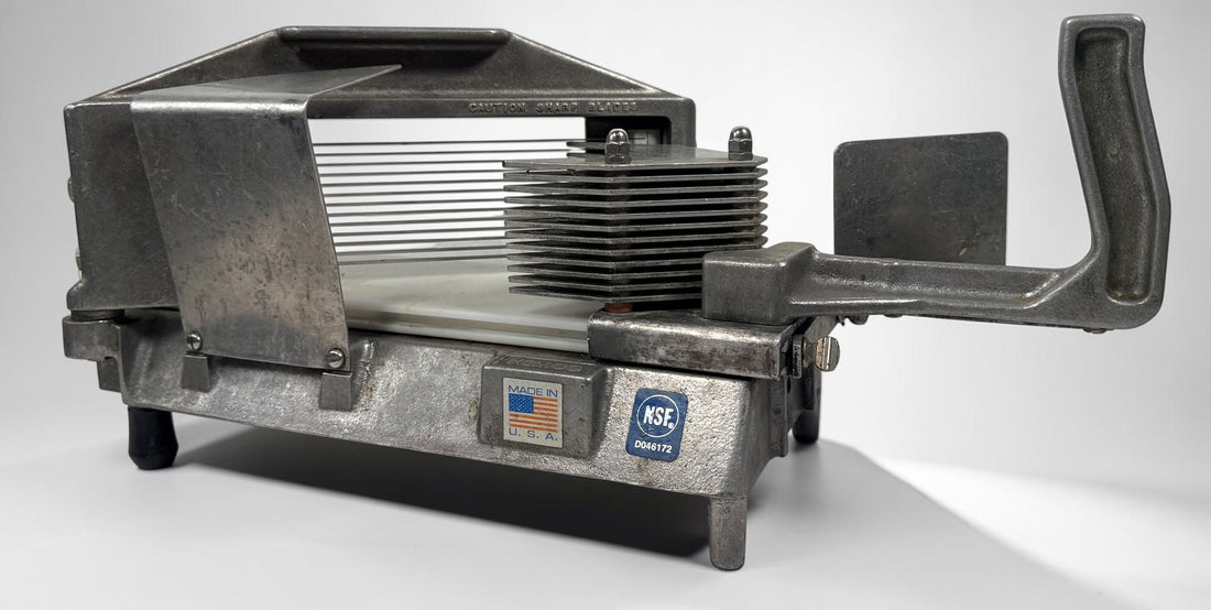 Nemco Easy Tomato Slicer II 55600-1 commercial restaurant slicer. Heavy-duty NSF-certified USA-made food prep equipment with blade assembly