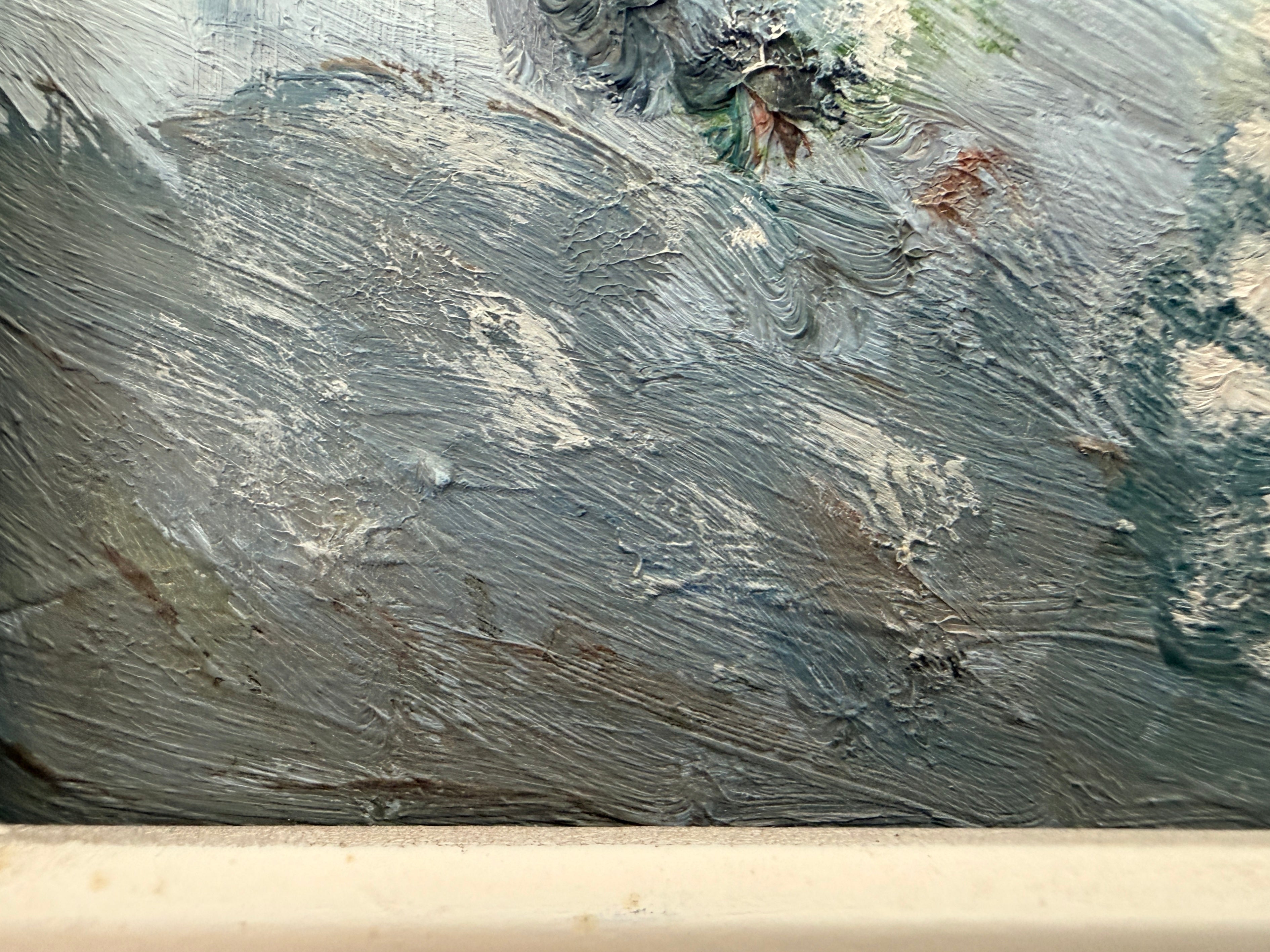 Georges Y. Boka, Winter Landscape Oil on Board, Framed.