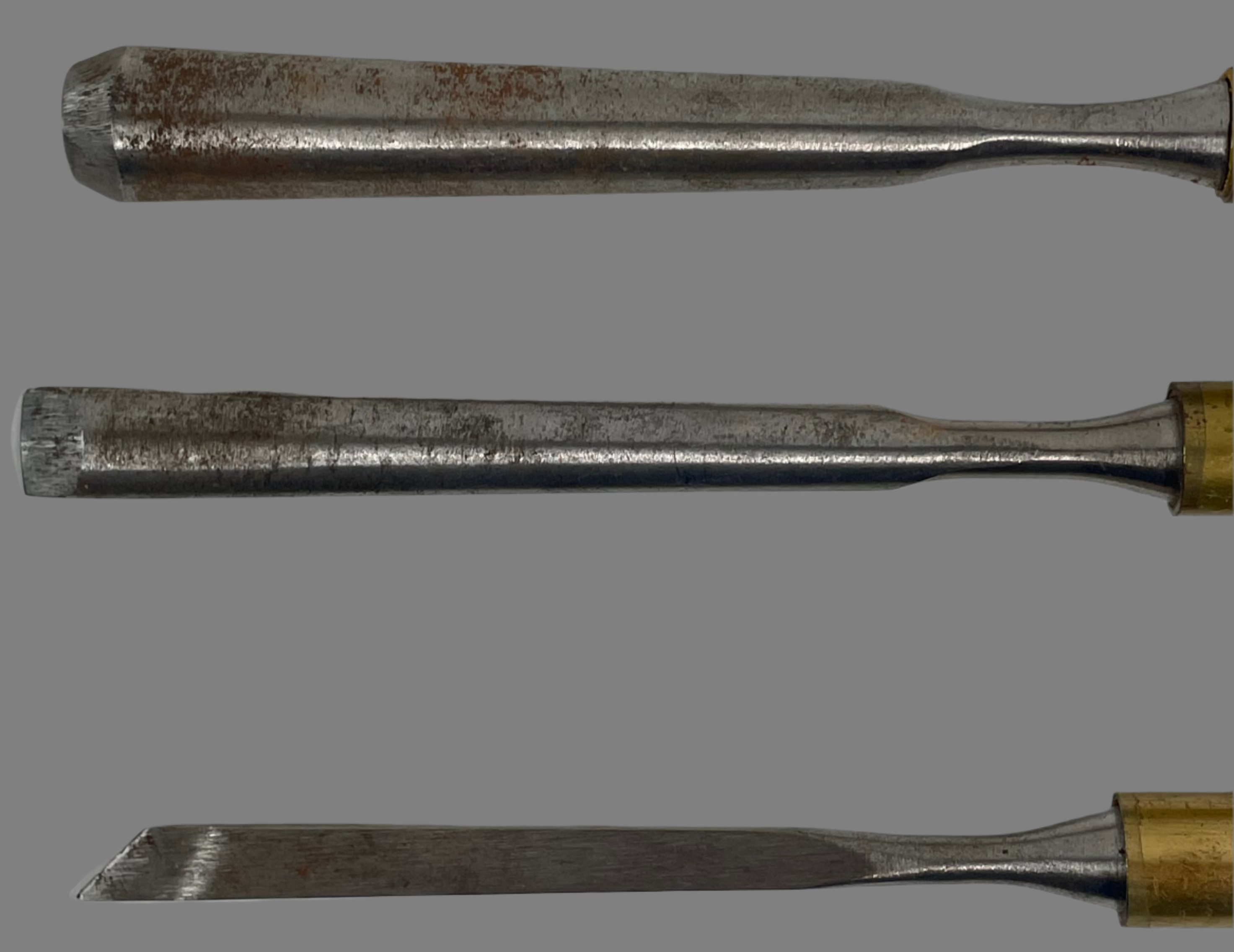 Vintage Marples Sheffield Wood Carving Chisel Set (3 pcs) – Brass Ferrules – Beech & Hardwood Handles