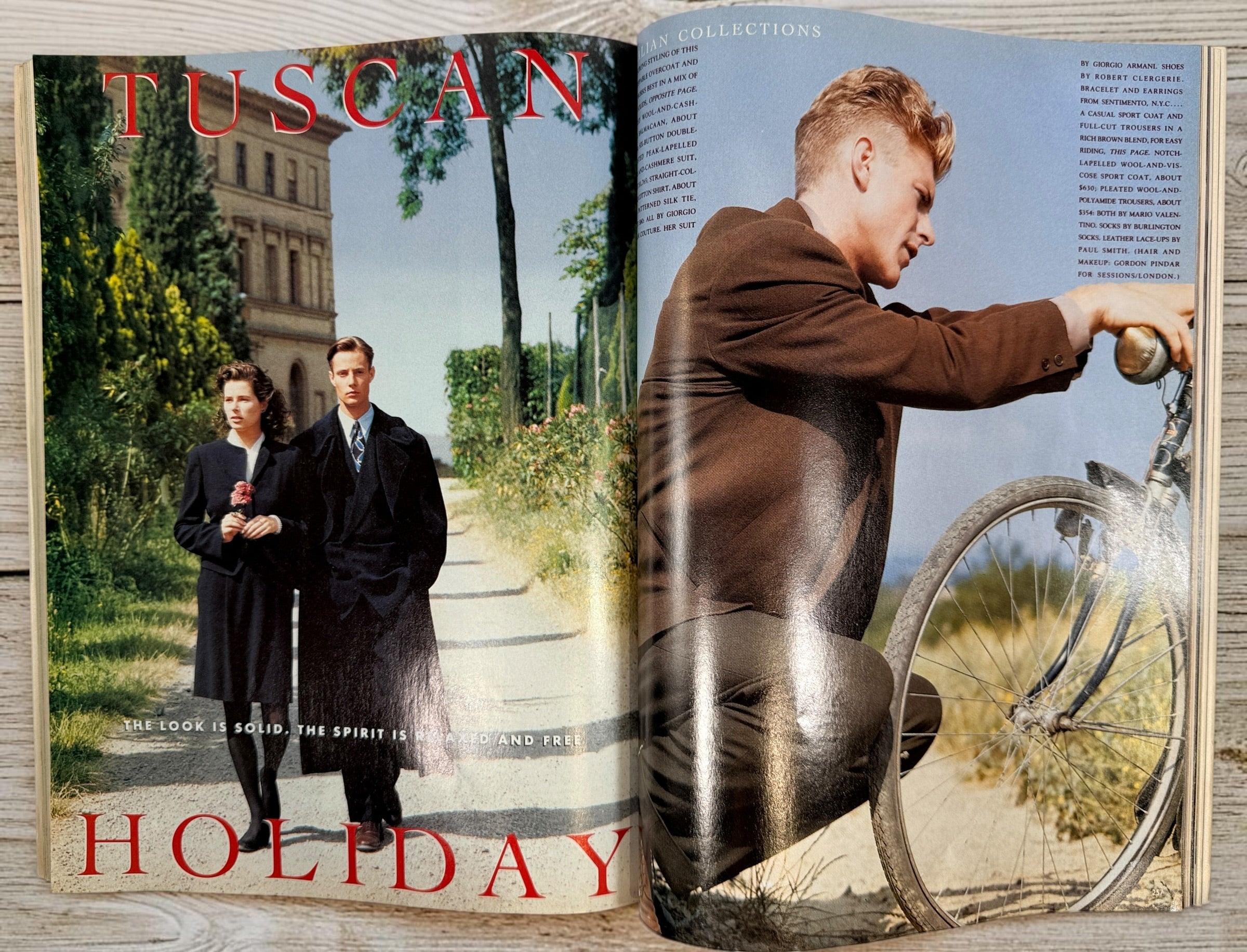 Vintage GQ October 1989 magazine featuring Tom Selleck cover story, Fall fashion editorial, Italian collections, Tuscany travel, and classic menswear content.