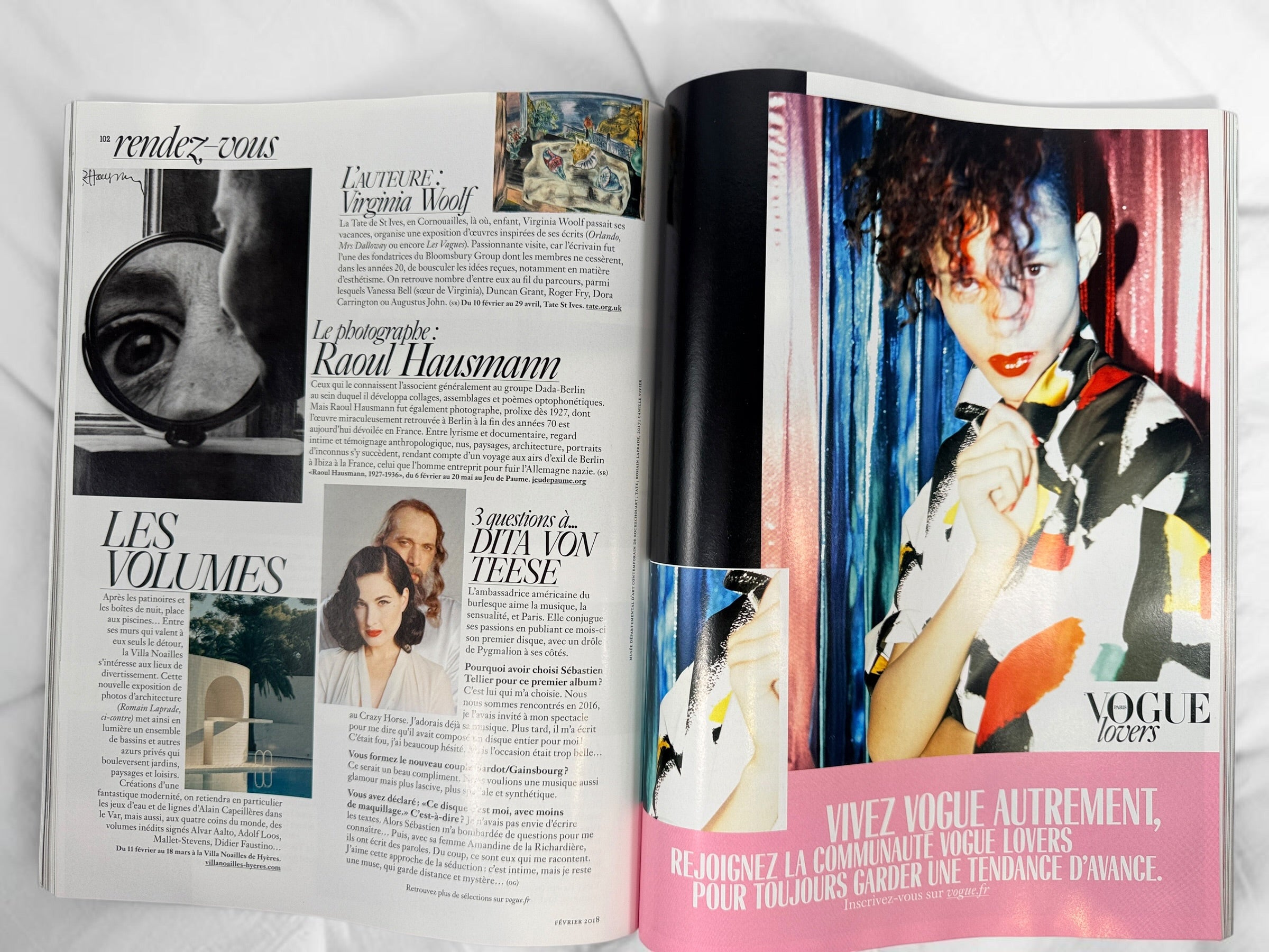 Collectible Vogue Paris February 2018 Issue 984 featuring Kaia Gerber cover, Diane Kruger, Jacquemus, Azzedine Alaïa tribute, and luxury fashion editorials.