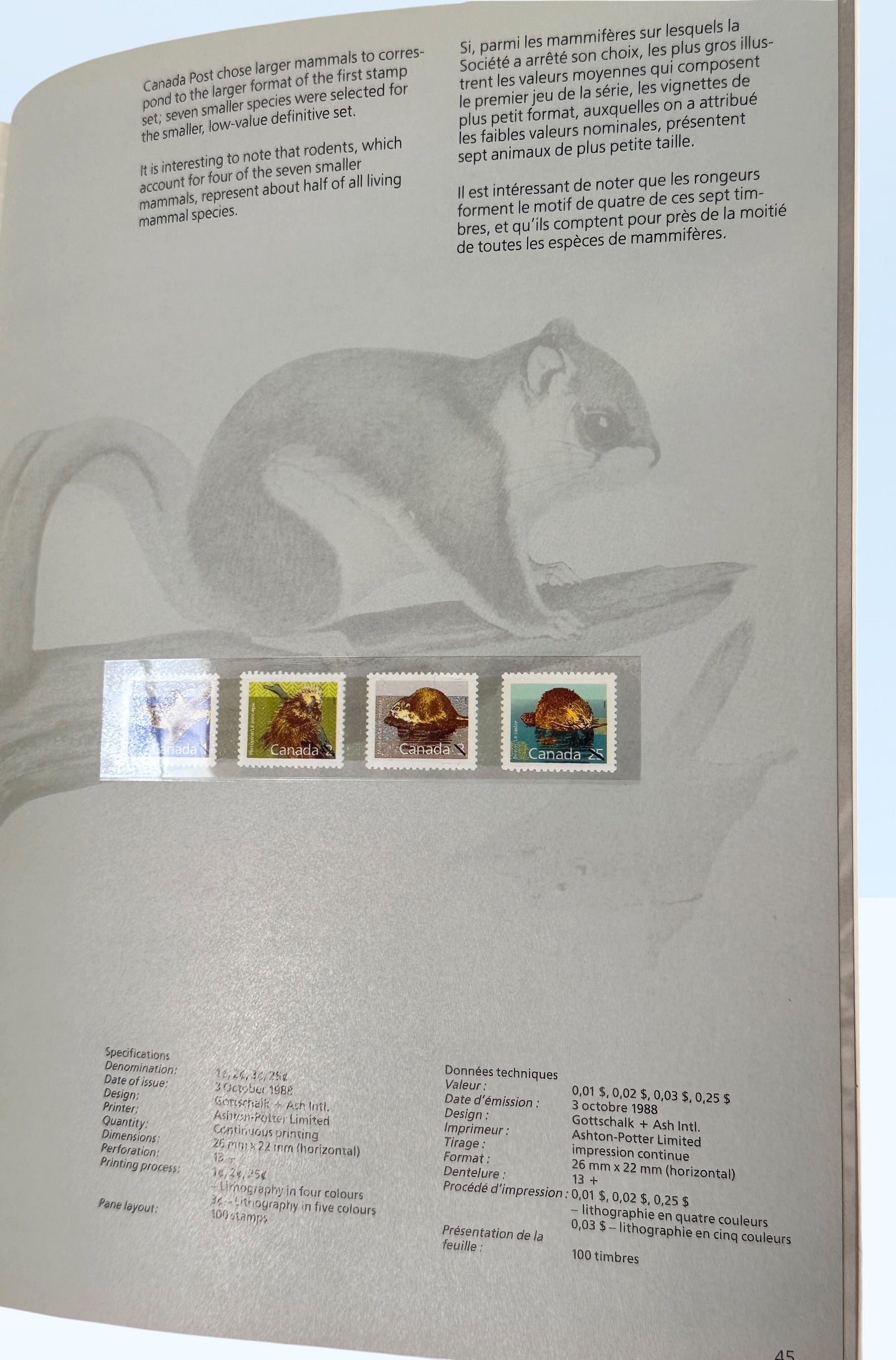 Official Canada Post 1988 stamp collection album featuring mint Canadian commemorative and definitive stamps, Olympics, wildlife, butterflies, and Canadiana themes.