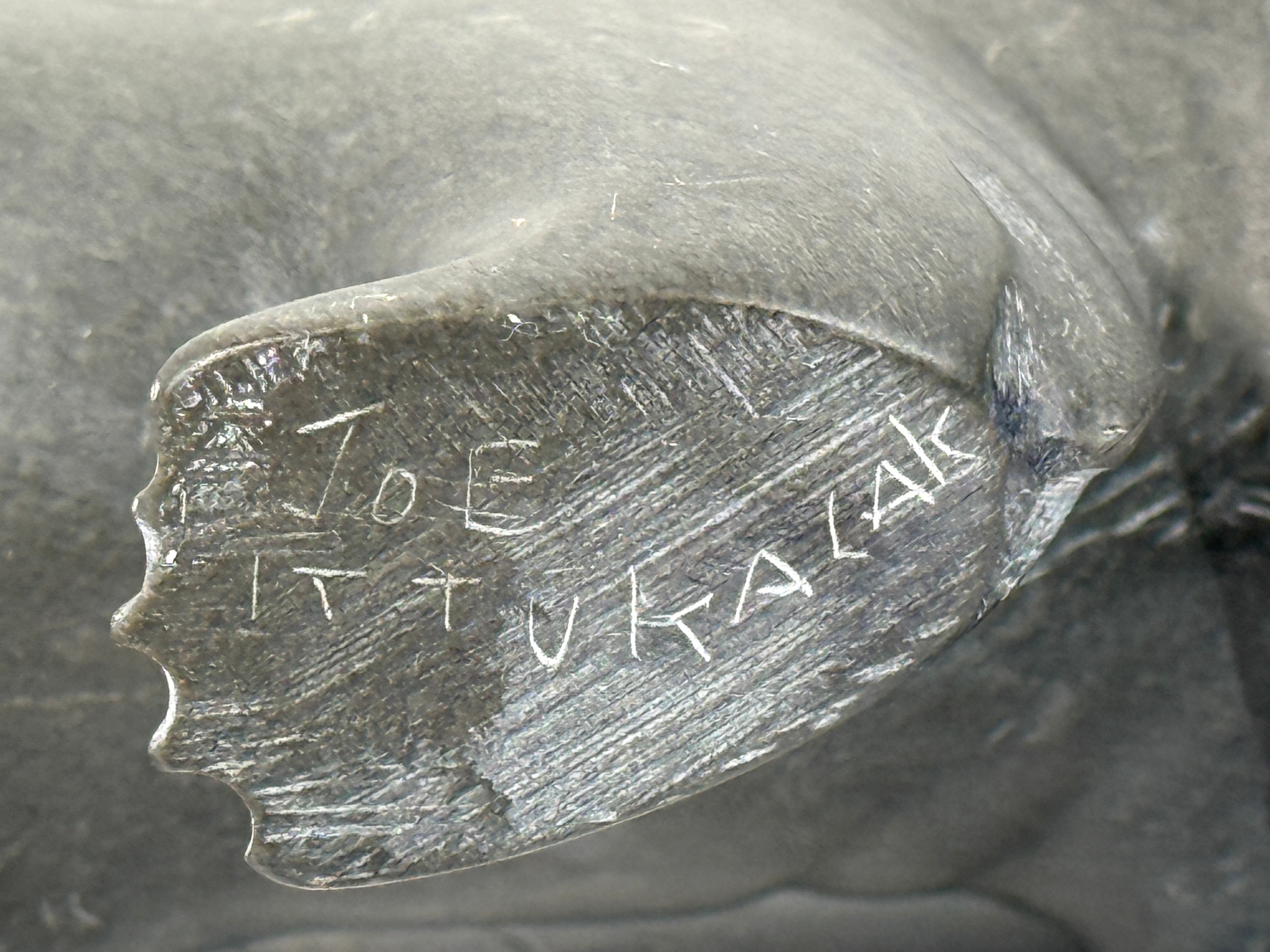 Inuit Soapstone Bear – Joe Ittukalak – Signed & Dated 2004 – 10″ Carving – Nunavik Canada