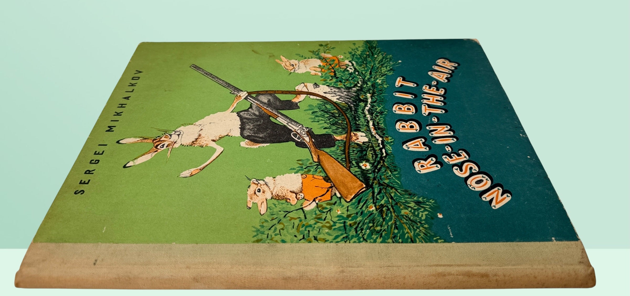 Vintage Soviet children’s book Rabbit Nose-in-the-Air by Sergei Mikhalkov. Illustrated English-language Moscow edition with charming E. Rachev artwork.
