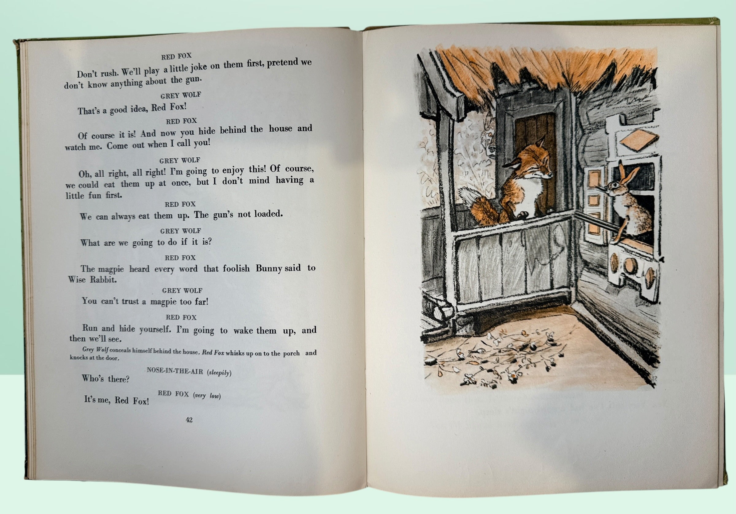 Vintage Soviet children’s book Rabbit Nose-in-the-Air by Sergei Mikhalkov. Illustrated English-language Moscow edition with charming E. Rachev artwork.