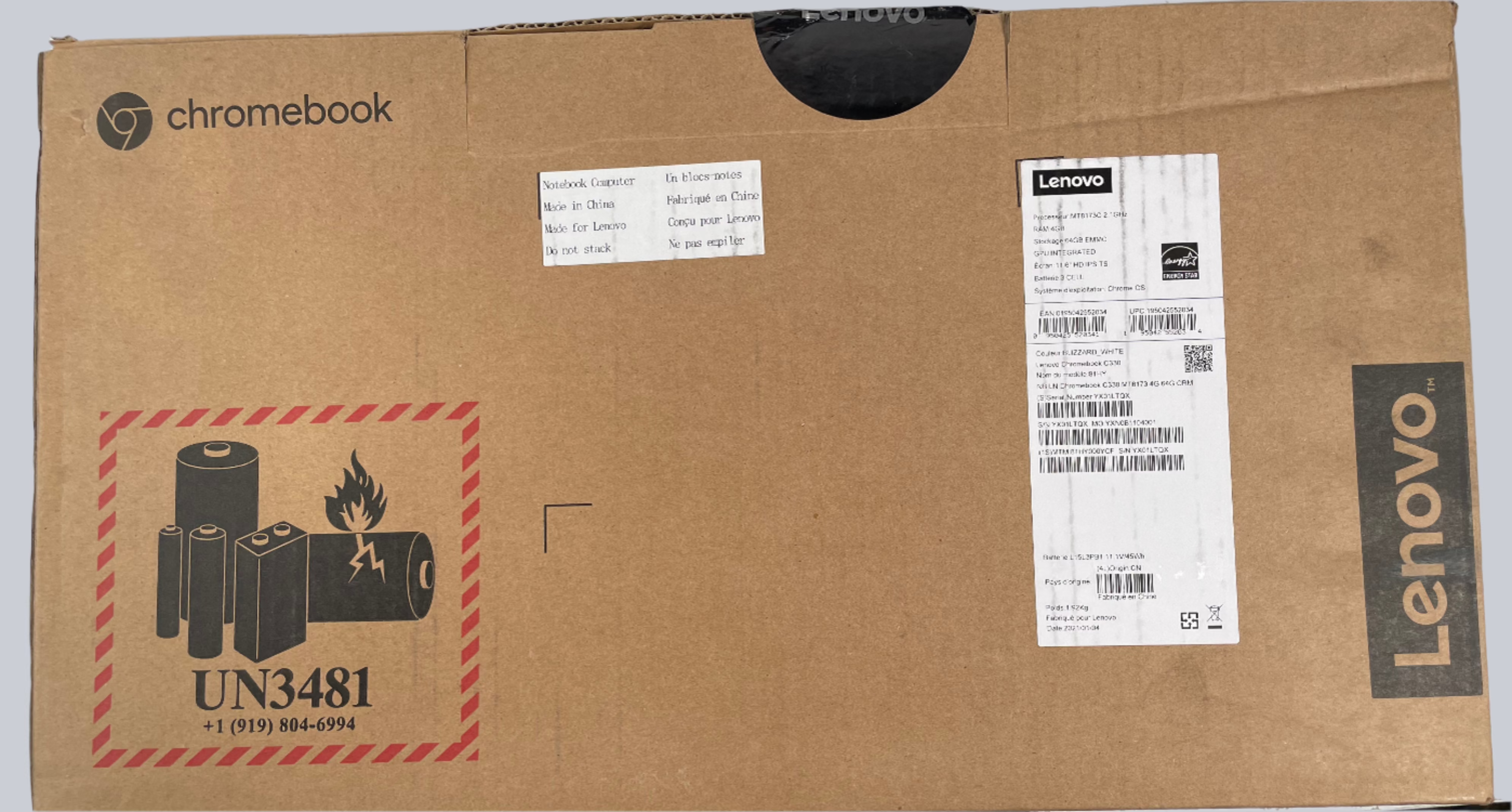 Lenovo Chromebook C330 11.6″ Convertible Touch Laptop – 4 GB / 64 GB – White