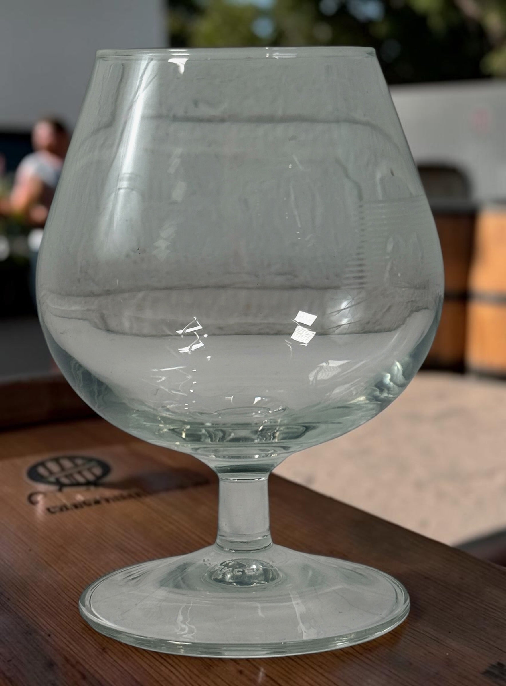 Vintage Montreal Expos 20th Anniversary snifter glasses, set of two made in France. Rare Quebec baseball memorabilia celebrating 20 years of Expos history.