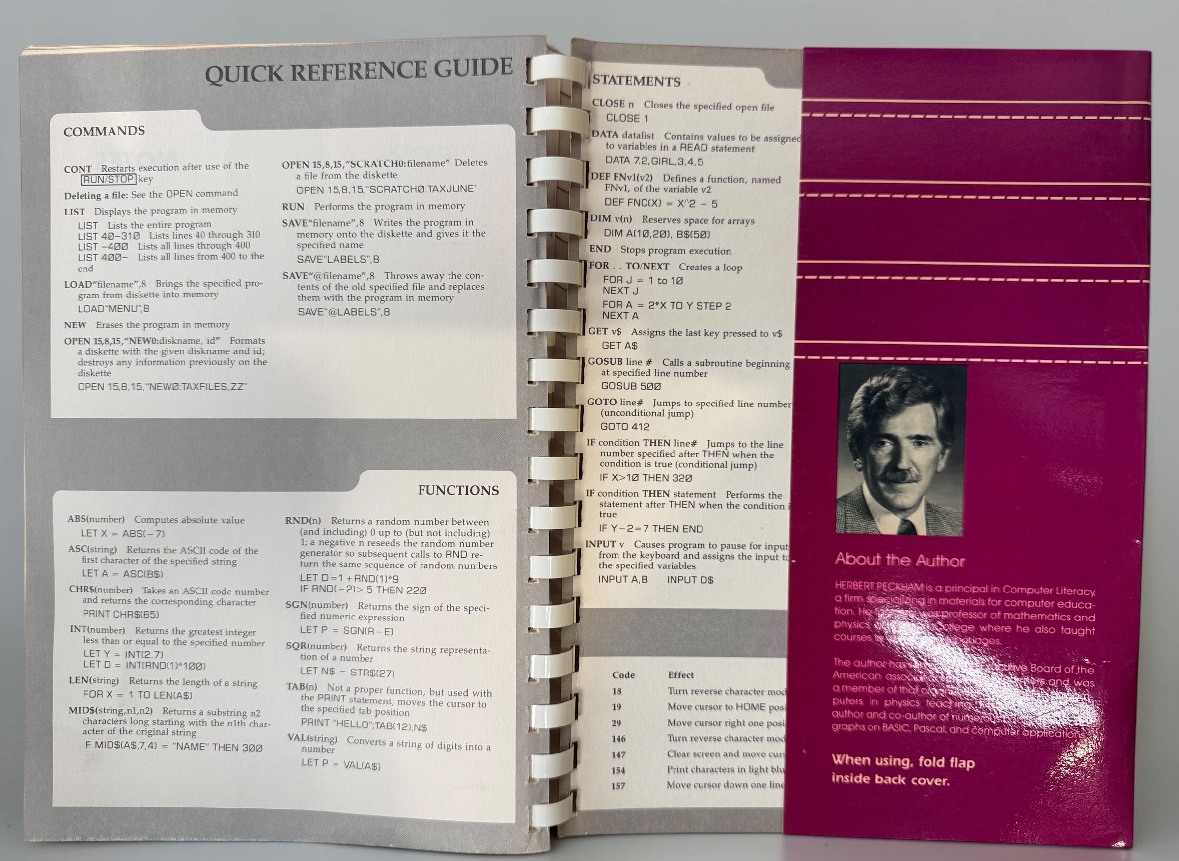 Vintage Hands-On BASIC for the Commodore 64 programming guide by Herbert Peckham. Original 1980s retro computing book for C64 collectors and enthusiasts.