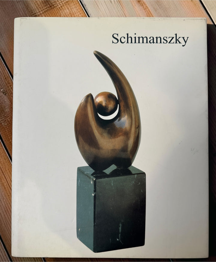 Signed Leo Schimanszky exhibition catalogue featuring sculpture and painting, with artist inscription and original sketch. Rare multilingual art reference book.