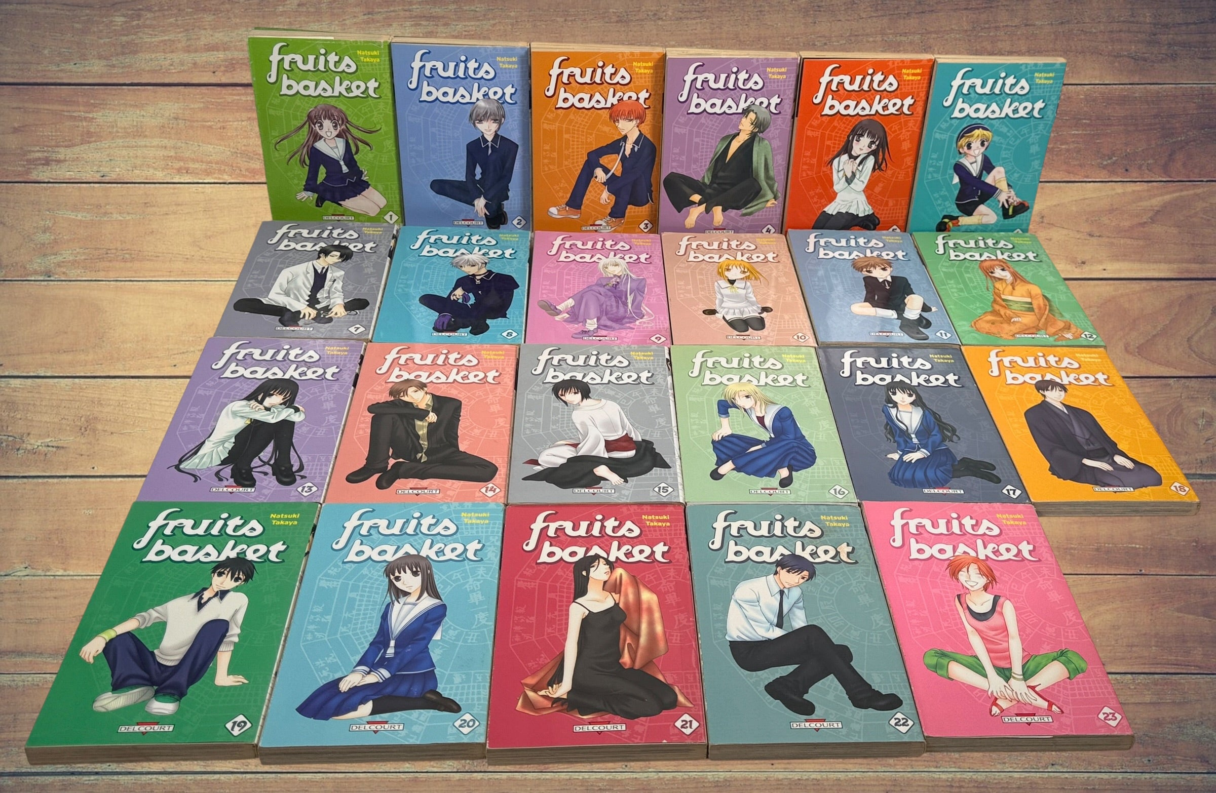 Complete Fruits Basket manga collection by Natsuki Takaya. Includes all 23 French-language volumes published by Delcourt. A sought-after shojo manga set.