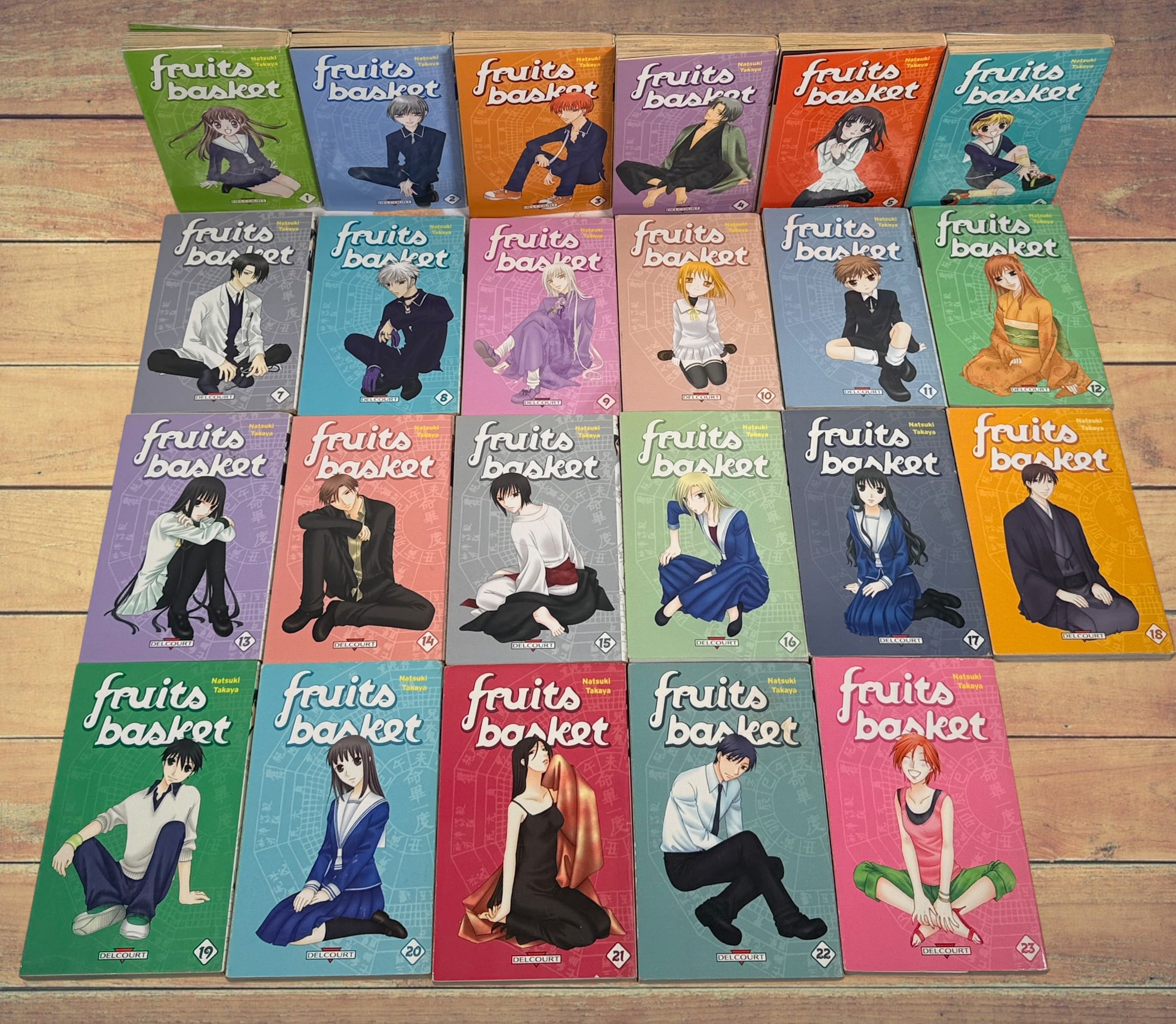 Complete Fruits Basket manga collection by Natsuki Takaya. Includes all 23 French-language volumes published by Delcourt. A sought-after shojo manga set.