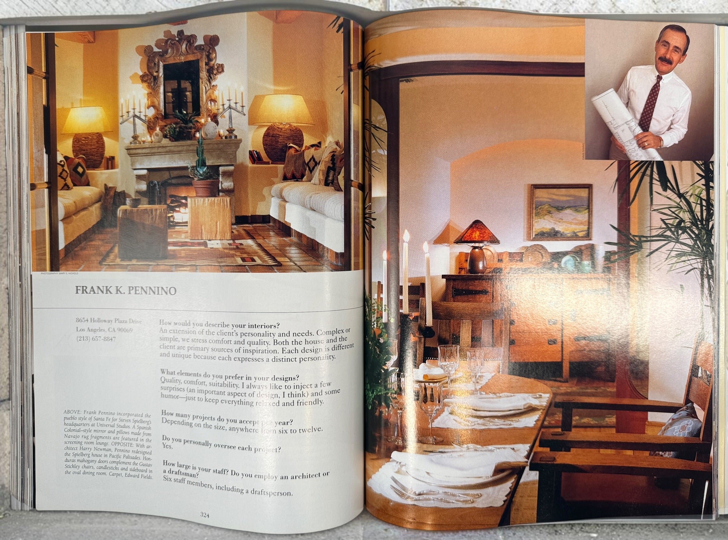 1990 Architectural Digest The AD 100 featuring leading interior designers, luxury homes, antiques, showrooms, and classic design inspiration.