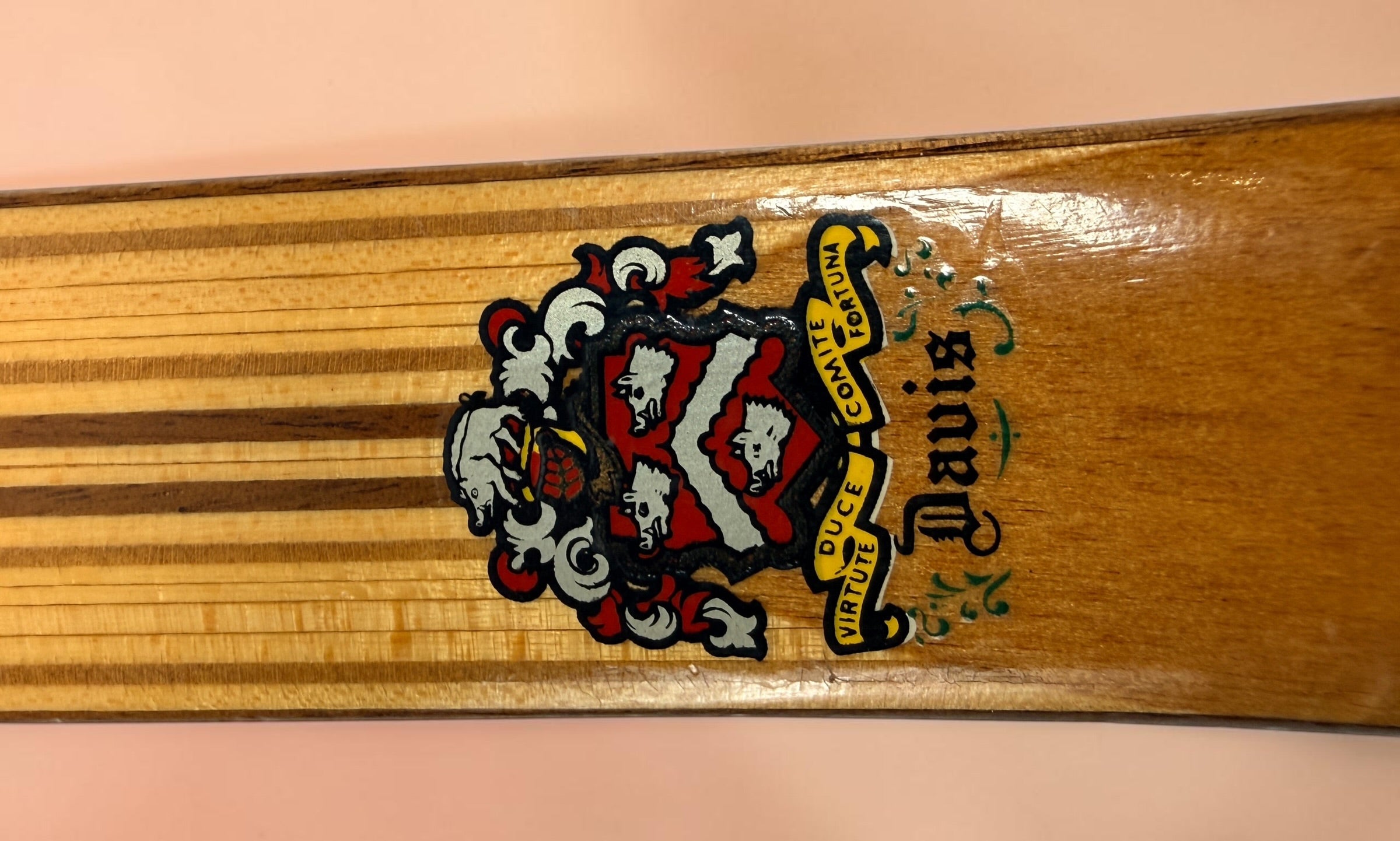 Vintage T.A. Davis Imperial wooden tennis racket made in the USA. Classic laminated hardwood racket with original grip and strings, ideal for collectors and décor.