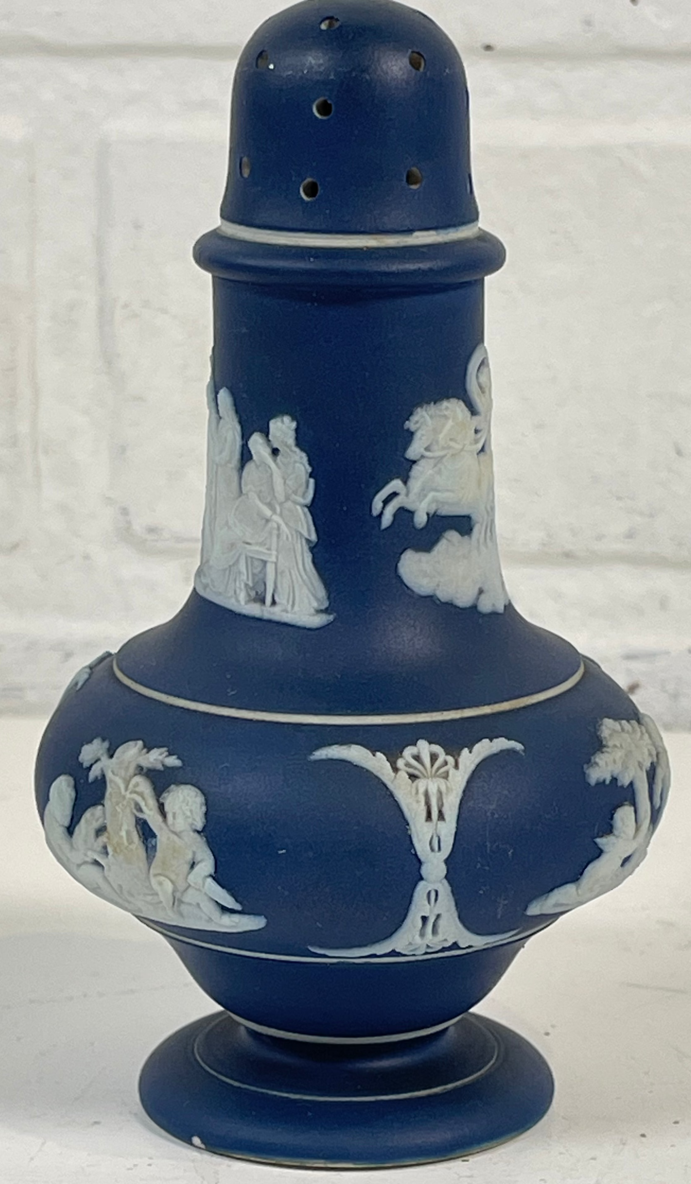 Mid-Century Wedgwood Jasperware Shakers – Blue & White Pair