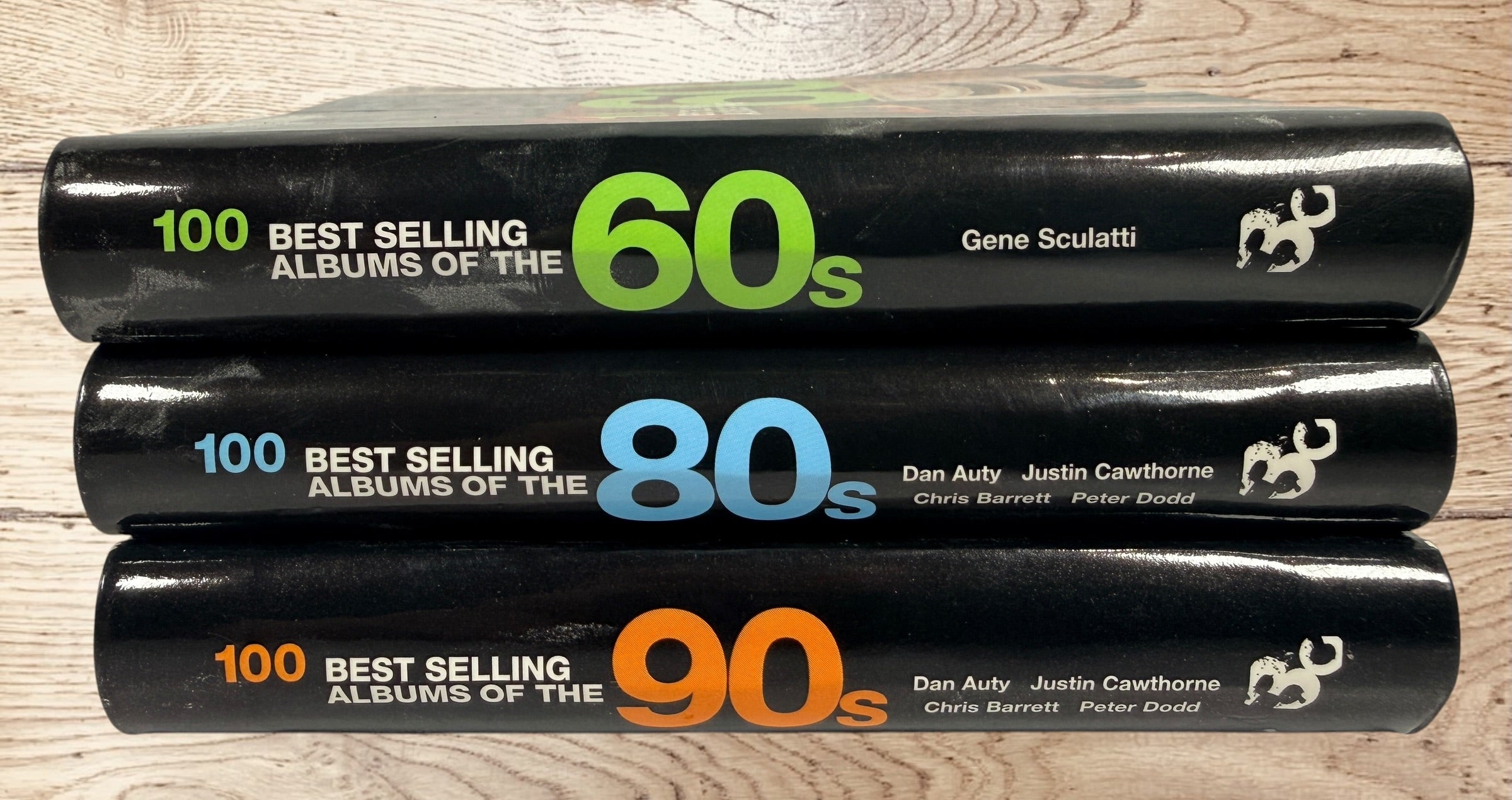 Complete 3-volume 100 Best Selling Albums book set covering the 1960s, 1980s and 1990s. Hardcover music reference books featuring iconic albums and artists.