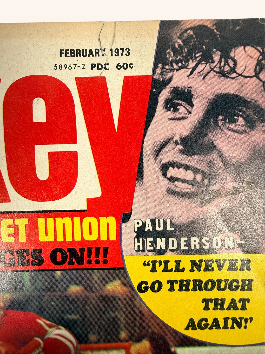 Vintage Ben Strong Hockey magazine February 1973 featuring Paul Henderson, Team Canada vs Soviet Union coverage, Summit Series controversy, Dave Keon and Vic Hadfield interviews.