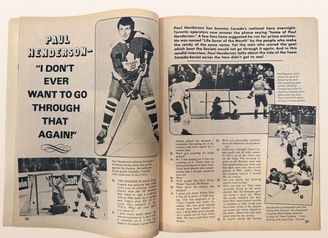 Vintage Ben Strong Hockey magazine February 1973 featuring Paul Henderson, Team Canada vs Soviet Union coverage, Summit Series controversy, Dave Keon and Vic Hadfield interviews.