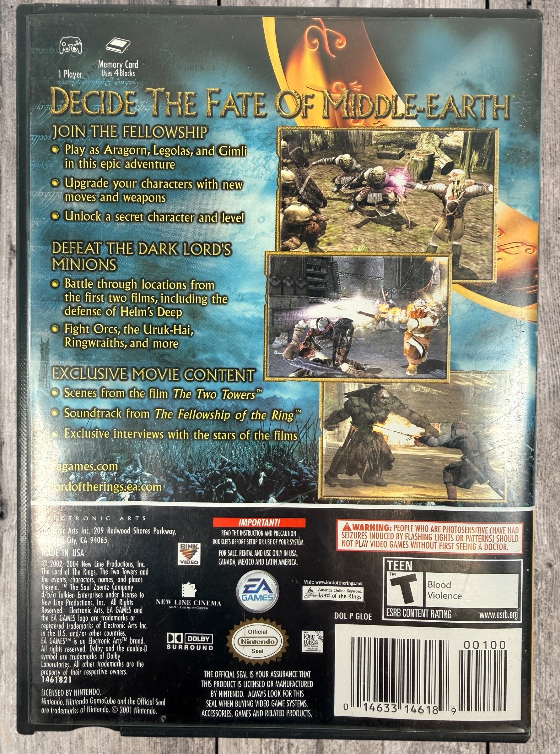 Nintendo GameCube The Lord of the Rings The Two Towers Player’s Choice edition complete with case, manual and disc. Great retro gaming collectible.