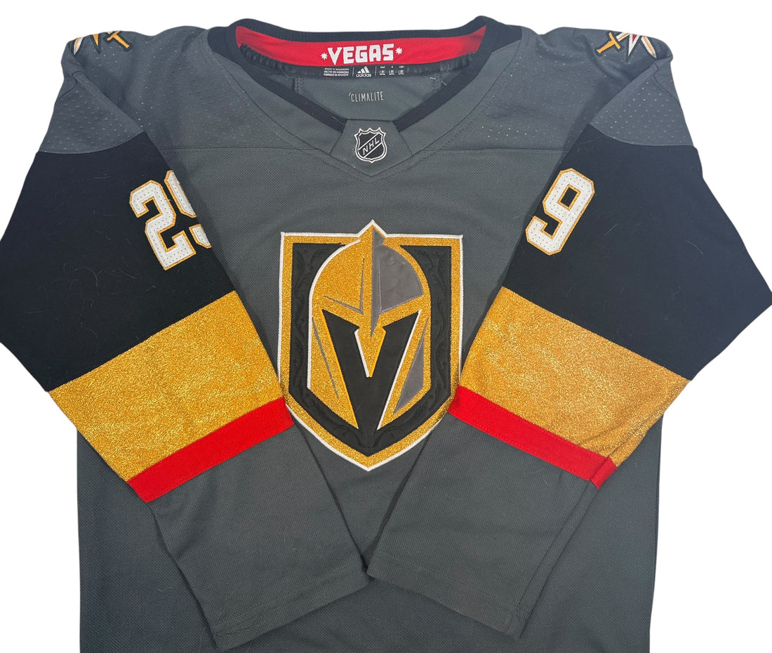 Adidas Vegas Golden Knights Marc-André Fleury #29 hockey jersey size Large. Official NHL Climalite jersey with sewn graphics and shoulder patches.