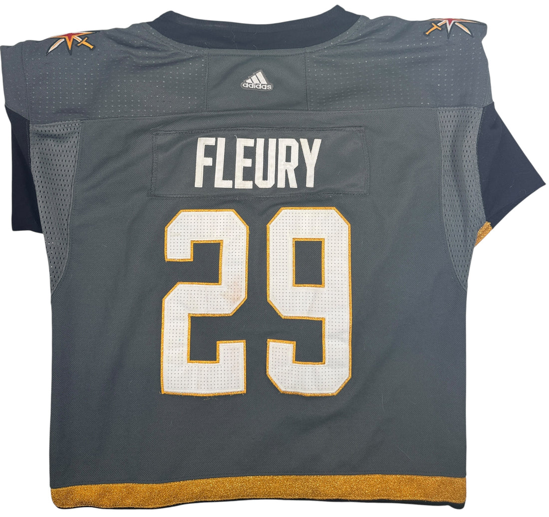 Adidas Vegas Golden Knights Marc-André Fleury #29 hockey jersey size Large. Official NHL Climalite jersey with sewn graphics and shoulder patches.