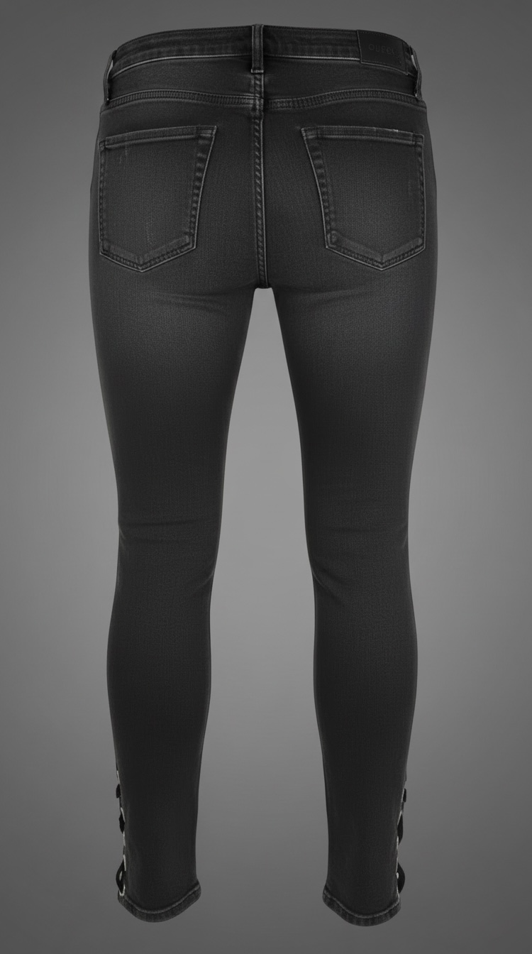 NWT GUESS The It Girl Skinny jeans in Glitter Punk wash. Black distressed stretch denim with shimmer finish, lace-up ankle details, and original tags, size 29.