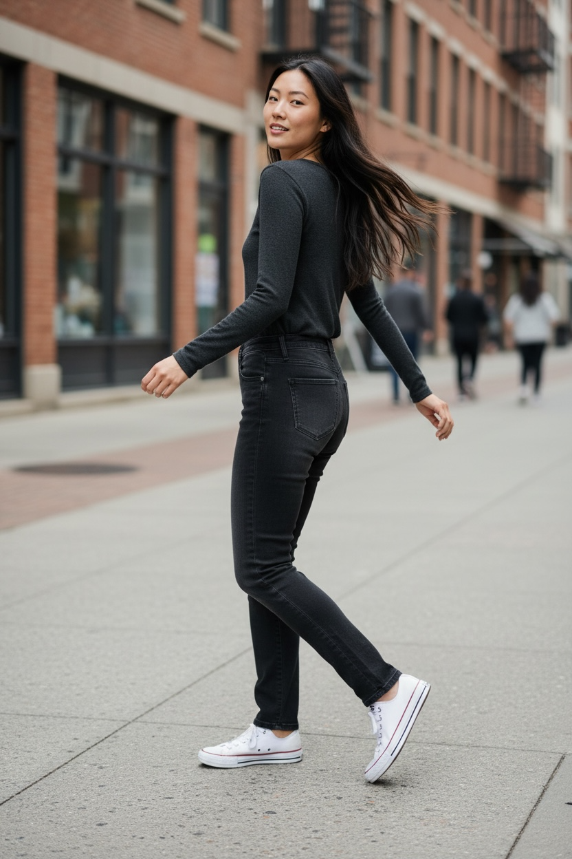 NWT GUESS Sexy Curve Skinny Mid jeans in black vintage wash featuring a lace-up front, stretch denim construction, and flattering curve fit. Size 29x27.