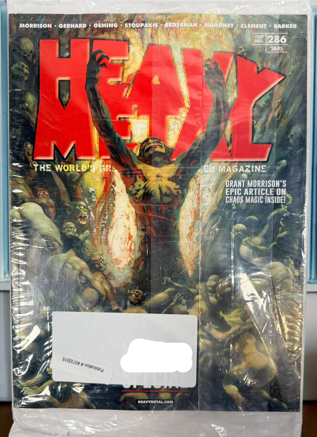 Heavy Metal Magazine #286 May 2017 featuring Grant Morrison’s Chaos Magic special. Complete issue in protective sleeve with comics, fantasy art and interviews.