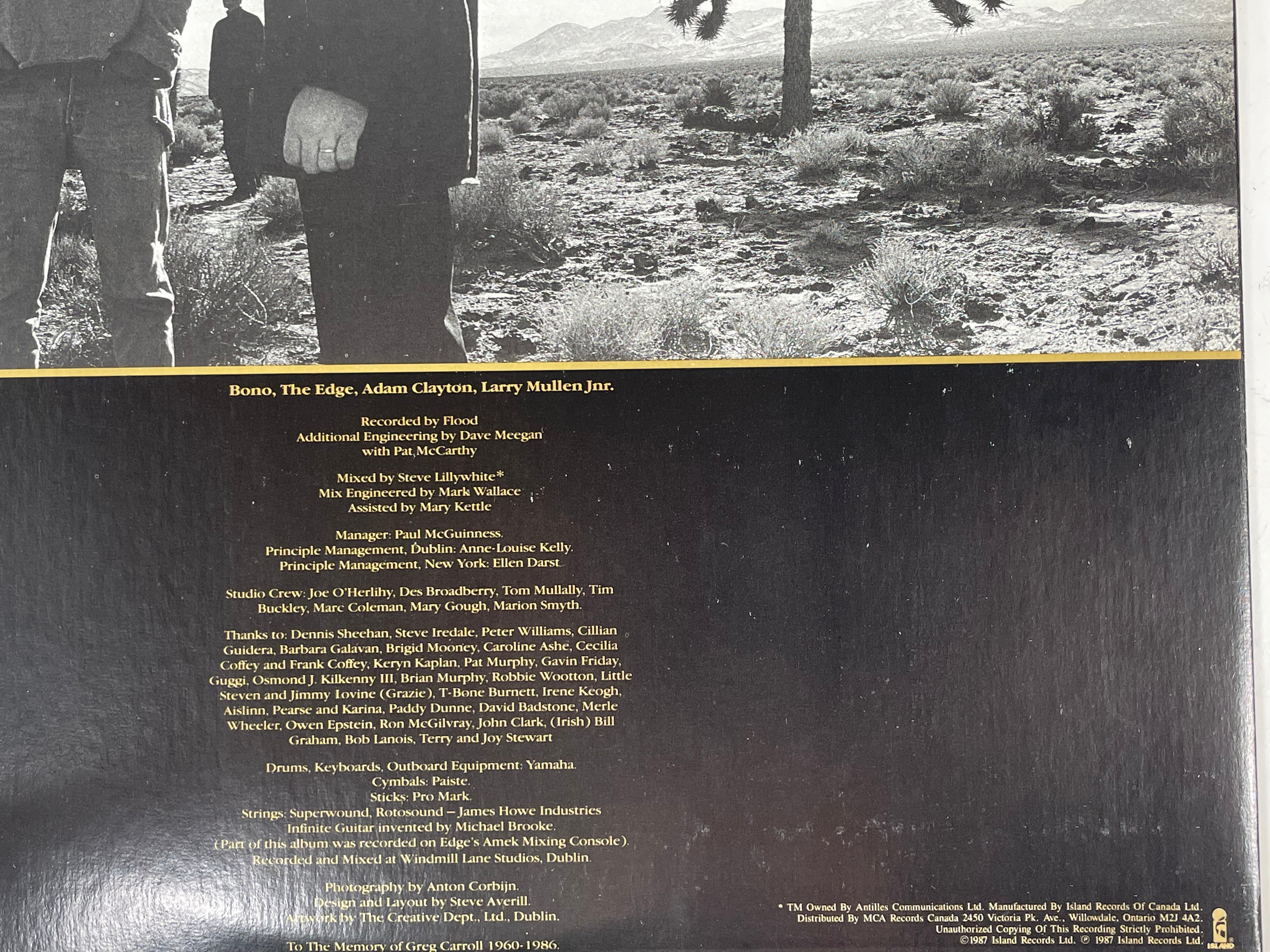 U2 – The Joshua Tree (1987, premier pressage canadien, ISX 1127) Pochette : NM, Album M