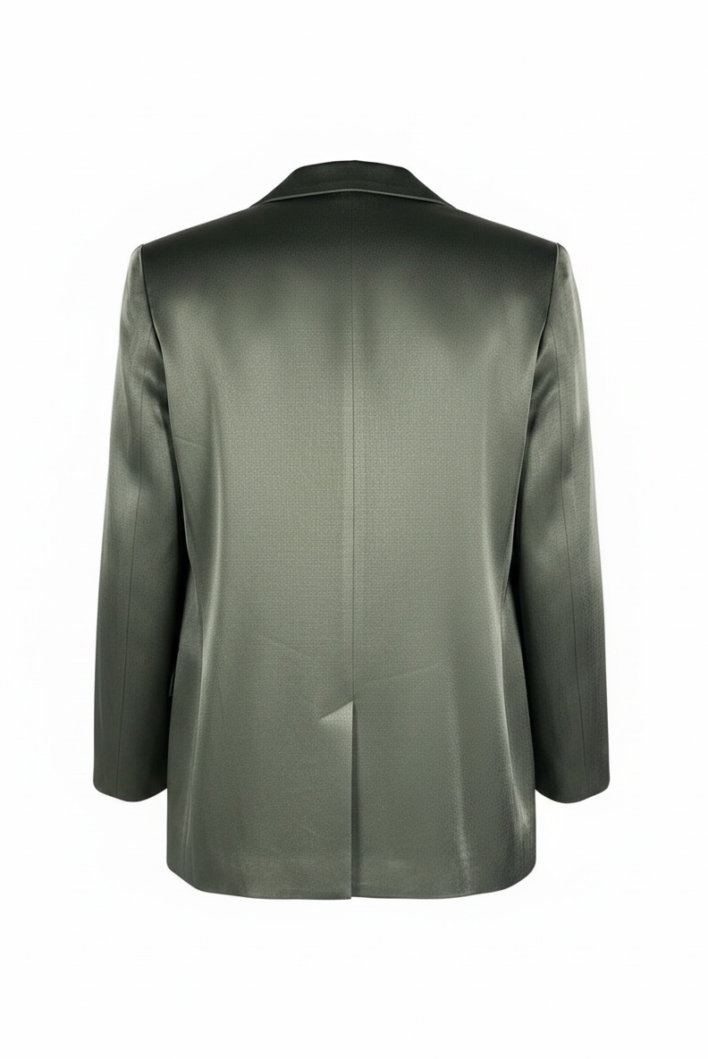Shona Joy metallic olive double-breasted blazer size 4. Tailored Australian designer jacket in LENZING ECOVERO viscose with elegant satin sheen.