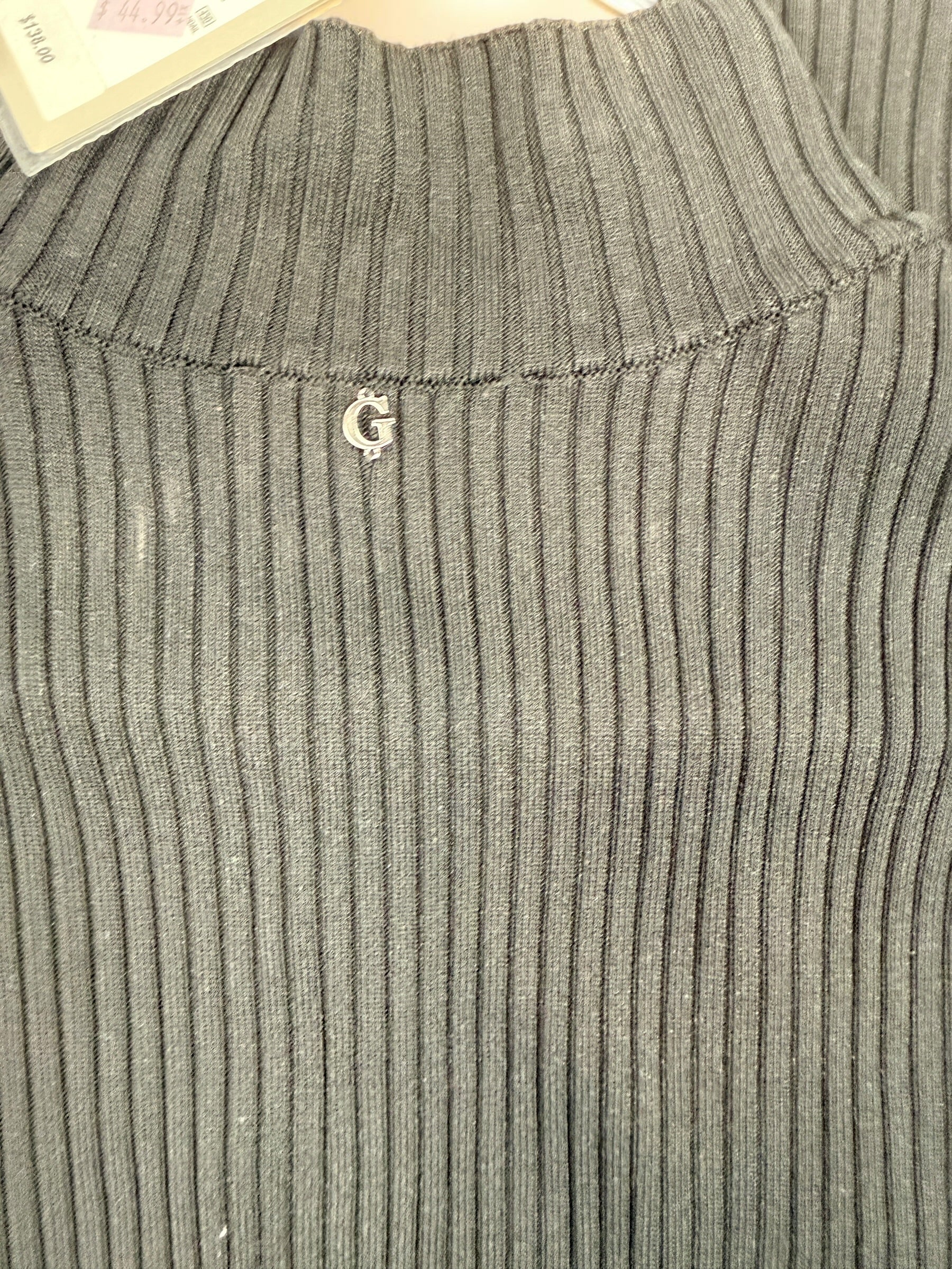 GUESS Robe pull côtelée à lacets Louise, noir de jais, M