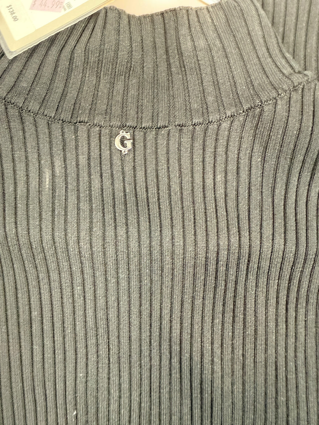 GUESS Robe pull côtelée à lacets Louise, noir de jais, M