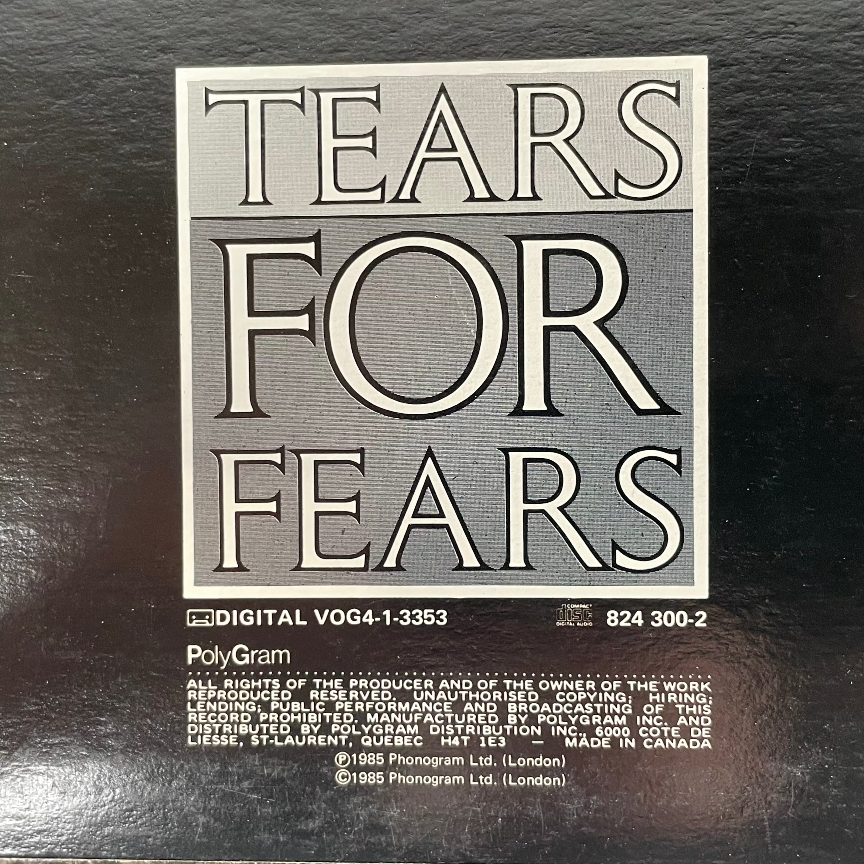 Tears for Fears – Songs from the Big Chair (LP 1985, Canada) Pochette : NM - Album NM
