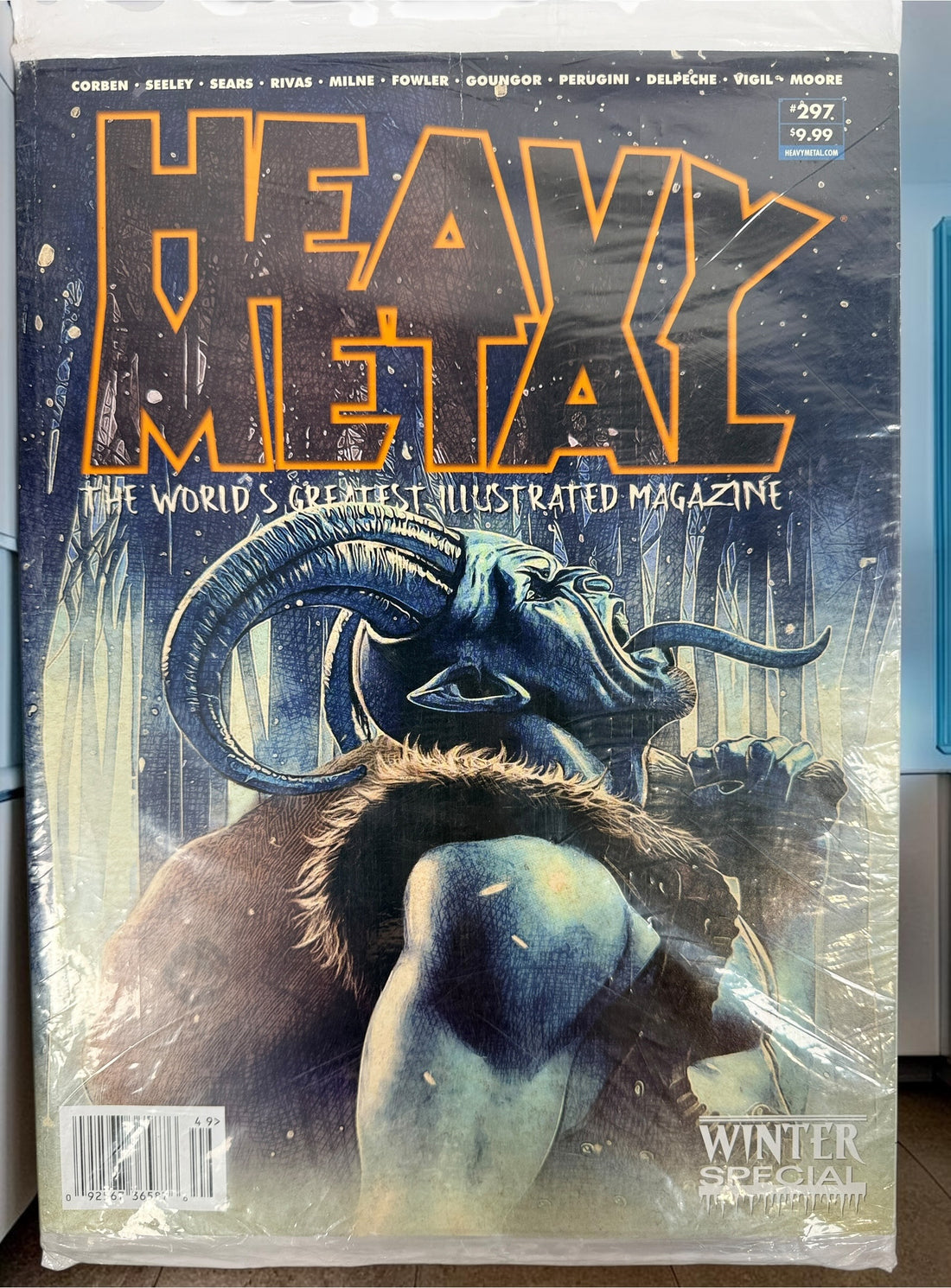 Heavy Metal Magazine #297 Winter Special 2018 sealed in original polybag with Softwood #1 insert. Richard Corben cover artwork. Collectible sci-fi magazine.