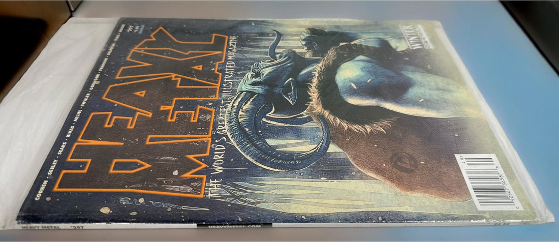 Heavy Metal Magazine #297 Winter Special 2018 sealed in original polybag with Softwood #1 insert. Richard Corben cover artwork. Collectible sci-fi magazine.