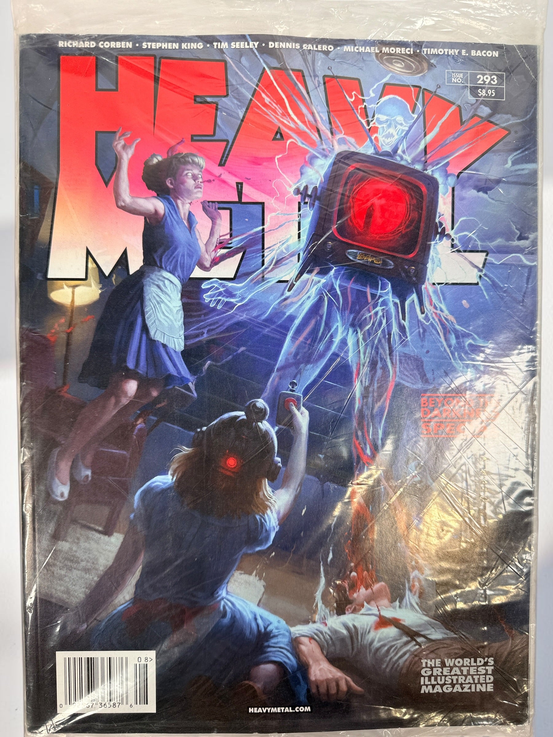 Heavy Metal Magazine #293 from 2013 featuring the Beyond the Darknet Special Richard Corben cover. Unread factory polybagged collector copy.
