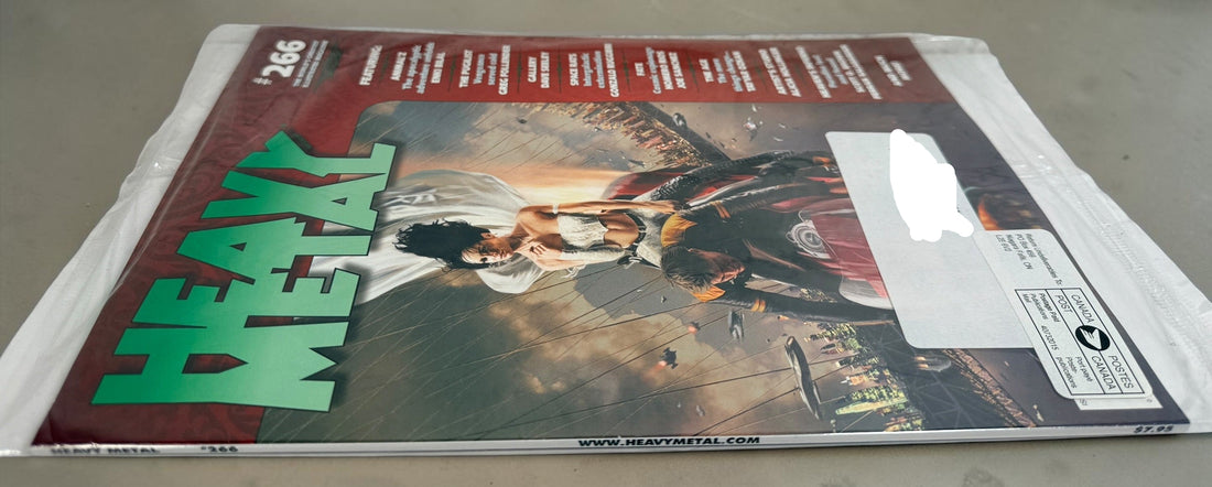 Heavy Metal Magazine #266 January 2014 featuring Dave Seeley cover art. Factory polybagged unread copy with original mailing wrapper and fantasy artwork.