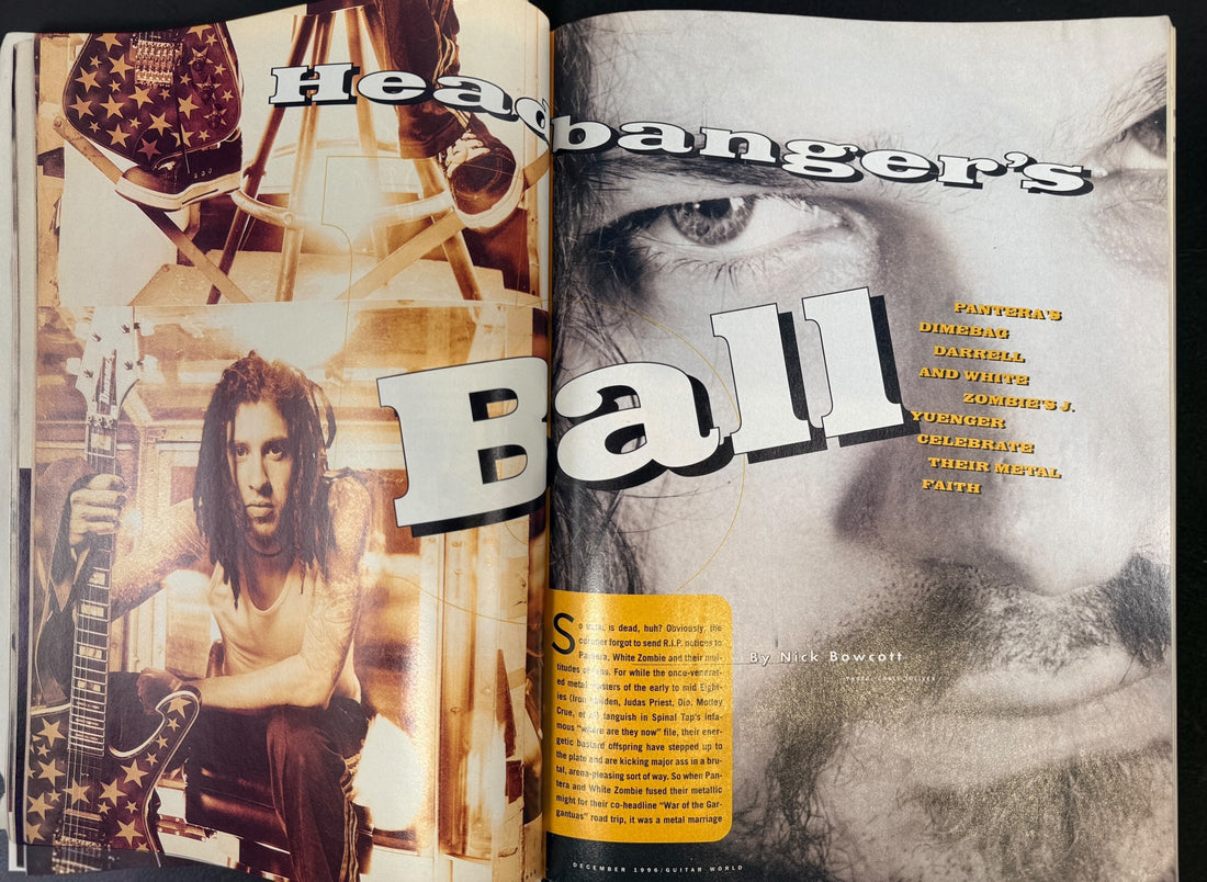 Vintage Guitar World December 1996 magazine featuring Marilyn Manson, Van Halen, No Doubt, White Zombie, Pantera, Bob Marley, and guitar transcriptions.